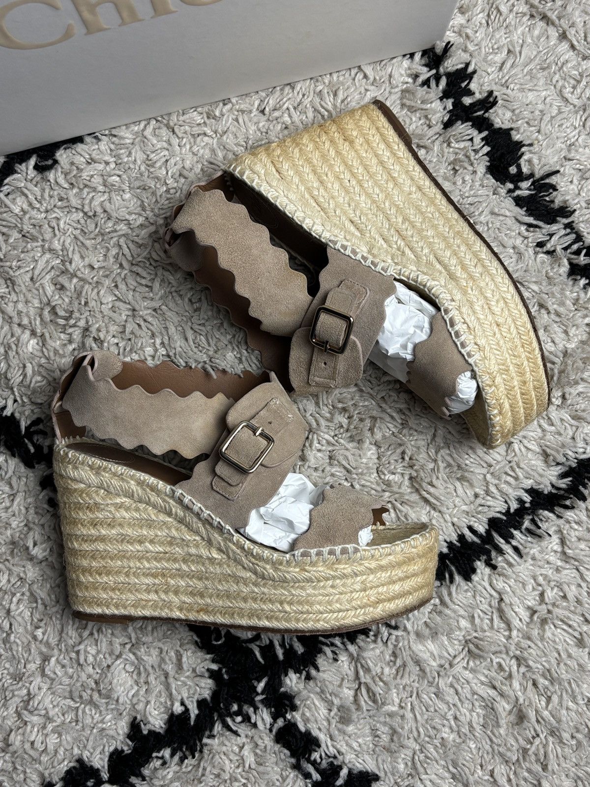Chloe Chloe Lauren Suede Wedge Sandals Espadrilles Size US 9 / IT 39 - 4 Thumbnail