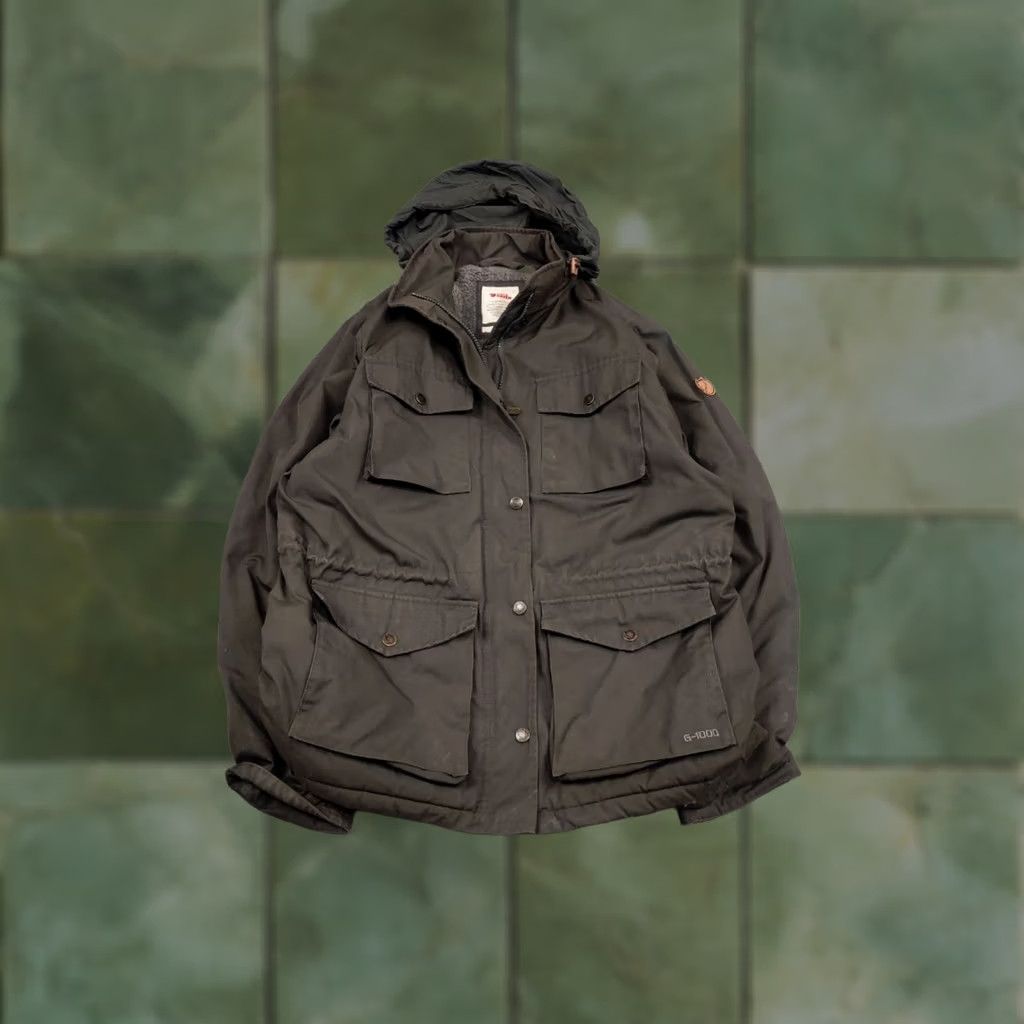 Vintage VINTAGE Fjällräven G1000 Olive Insulated Jacket Womens Mid-Length Hoodie Pocket Olive Green Jacket Size M / US 6-8 / IT 42-44 - 1 Thumbnail