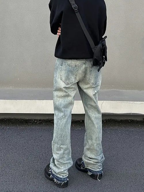 Jean washed faded hiphop paint flared jeans Size US 28 / EU 44 - 6 Thumbnail