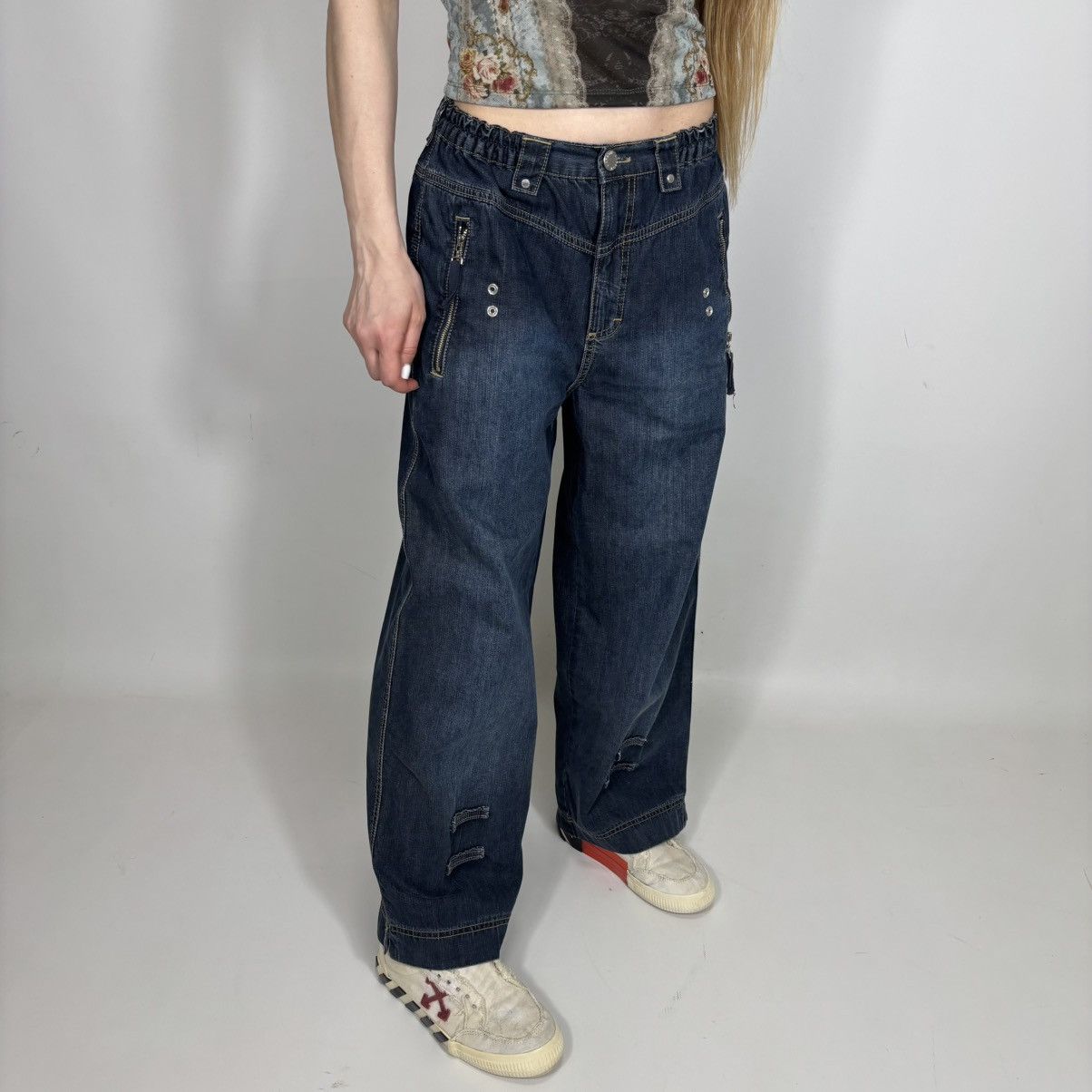 Japanese Brand Vintage Y2K Japanese Wide Baggy Jeans Skate Sk8 Jnco Style Size 25" / US 0 / IT 36 - 3 Thumbnail