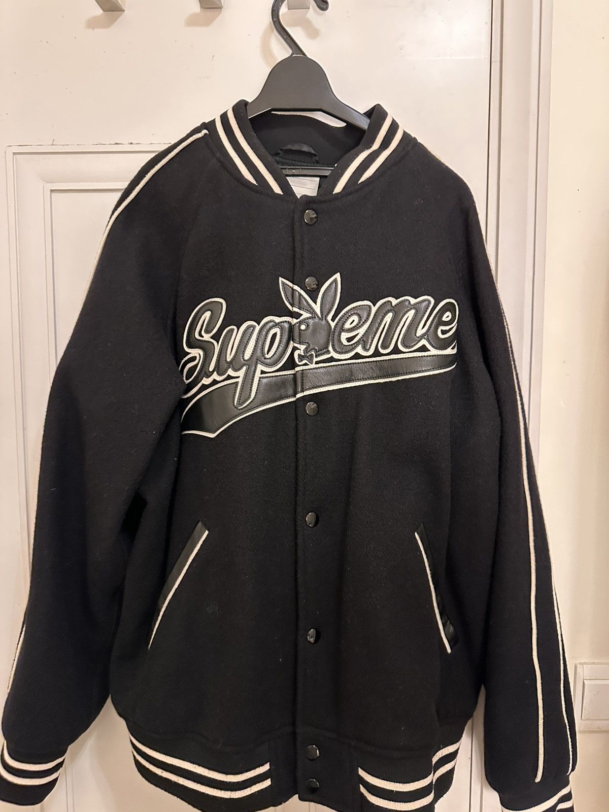 Playboy × Supreme FW17 Supreme Playboy Wool Varsity Jacket Size US L / EU 52-54 / 3 - 3 Thumbnail