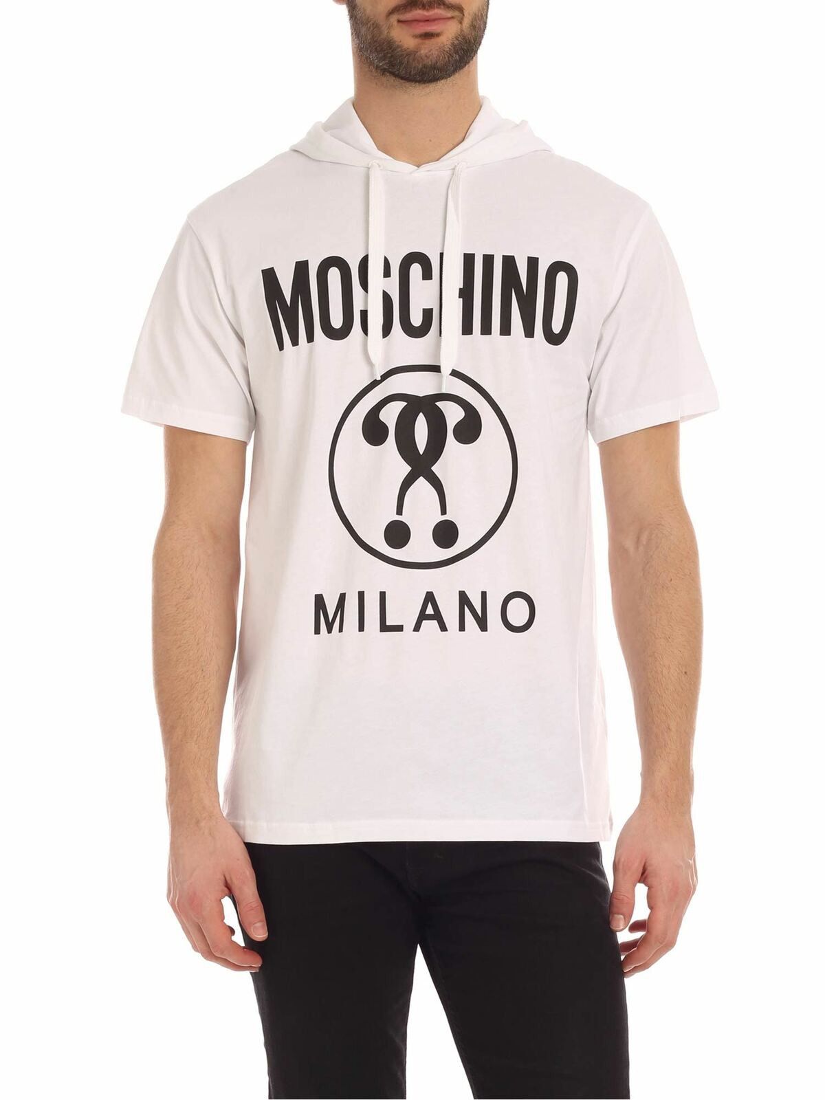 Moschino o1y0225 Logo Hooded T-Shirt in White Size US S / EU 44-46 / 1 - 1 Thumbnail