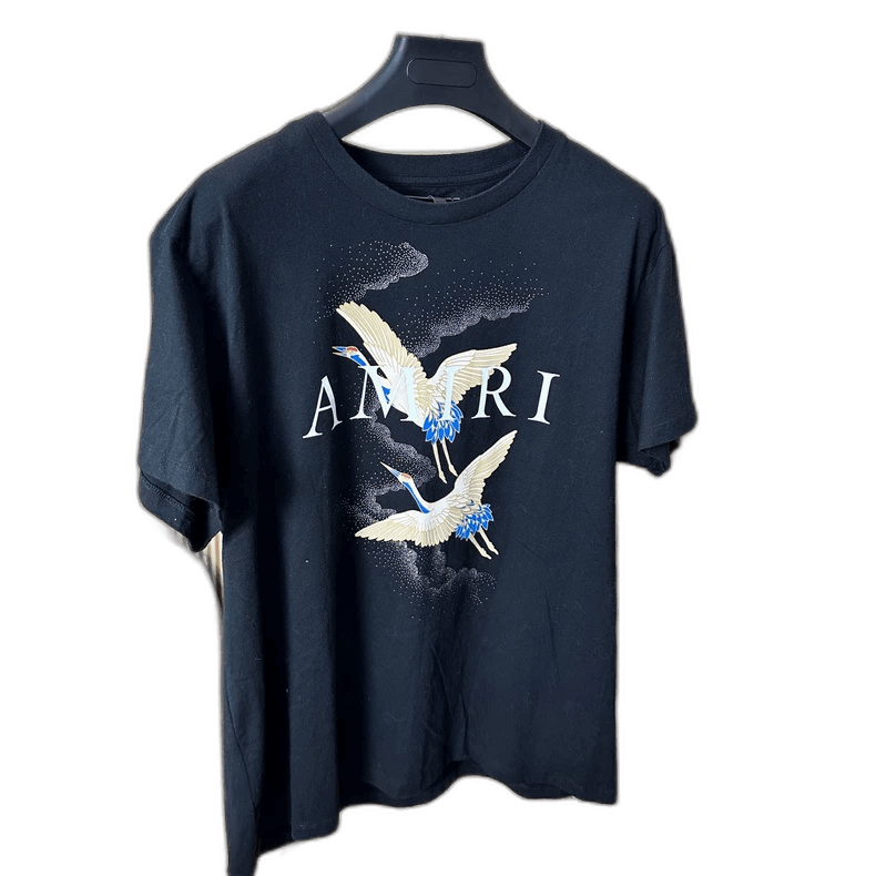 Amiri Amiri Black Short Sleeve Crane Print Shirt Size US L / EU 52-54 / 3 - 1 Thumbnail