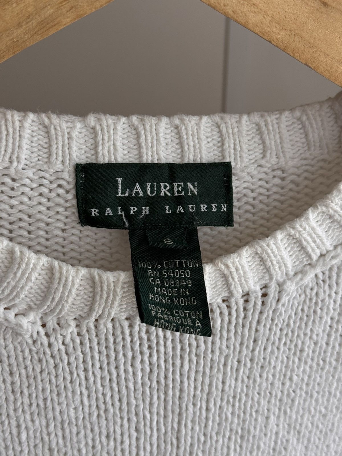 Polo Ralph Lauren Vintage Lauren Ralph Lauren White Knit Cotton Sweater Size S / US 4 / IT 40 - 4 Thumbnail