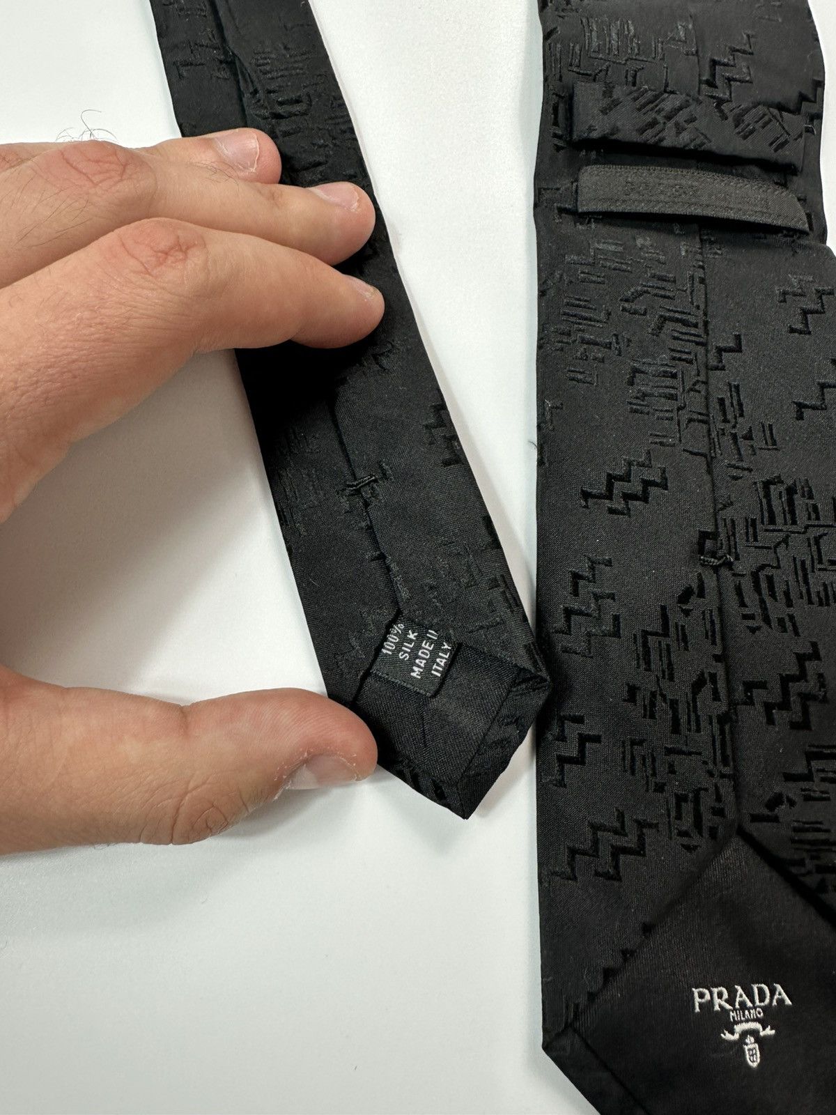 Prada Prada Monogram Tie Silk Size ONE SIZE - 9 Thumbnail