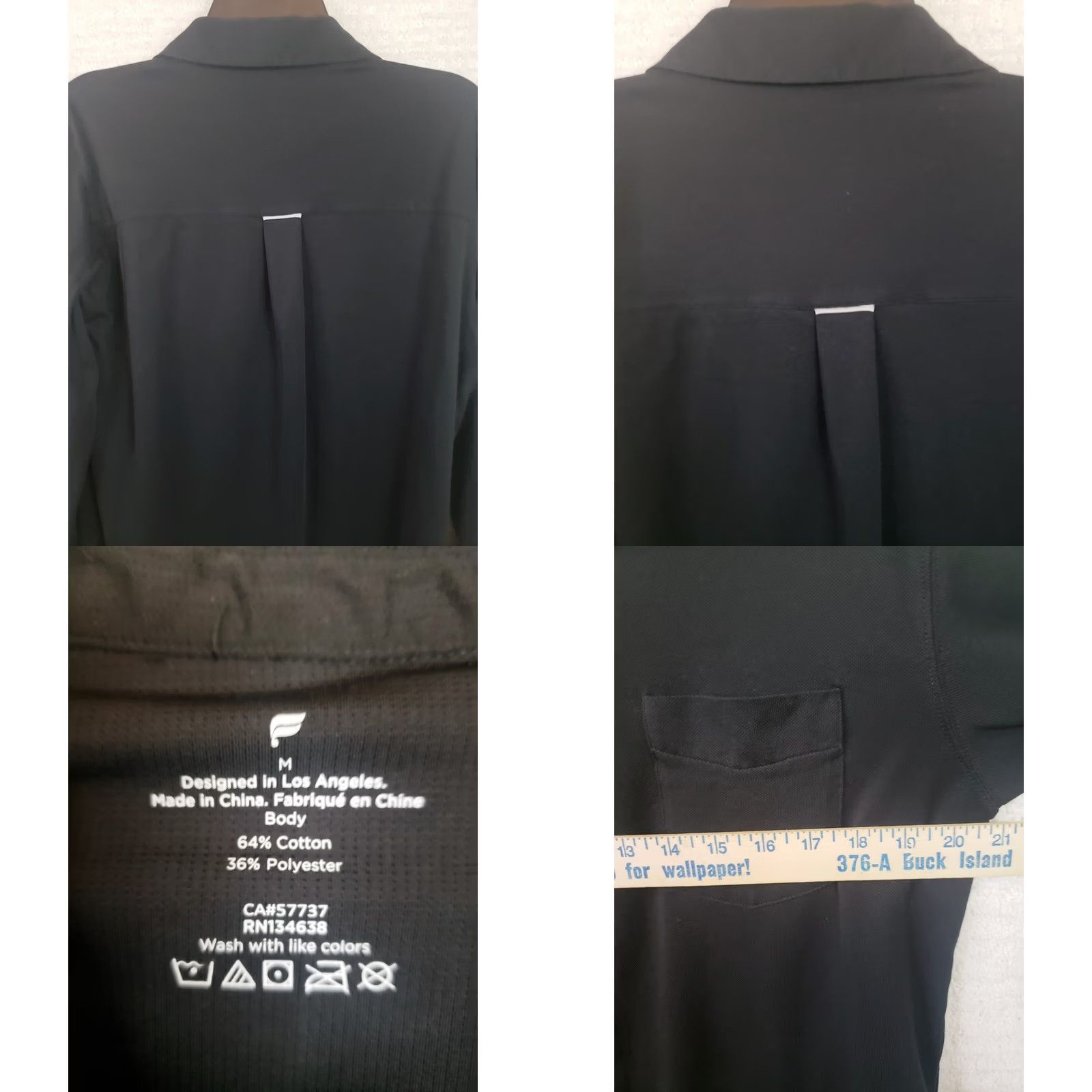 Fabletics Fabletics Shirt Mens M Black Athletic Button Up Long Sleeve Stretch Knit Embroidered Collared Size US M / EU 48-50 / 2 - 8 Thumbnail
