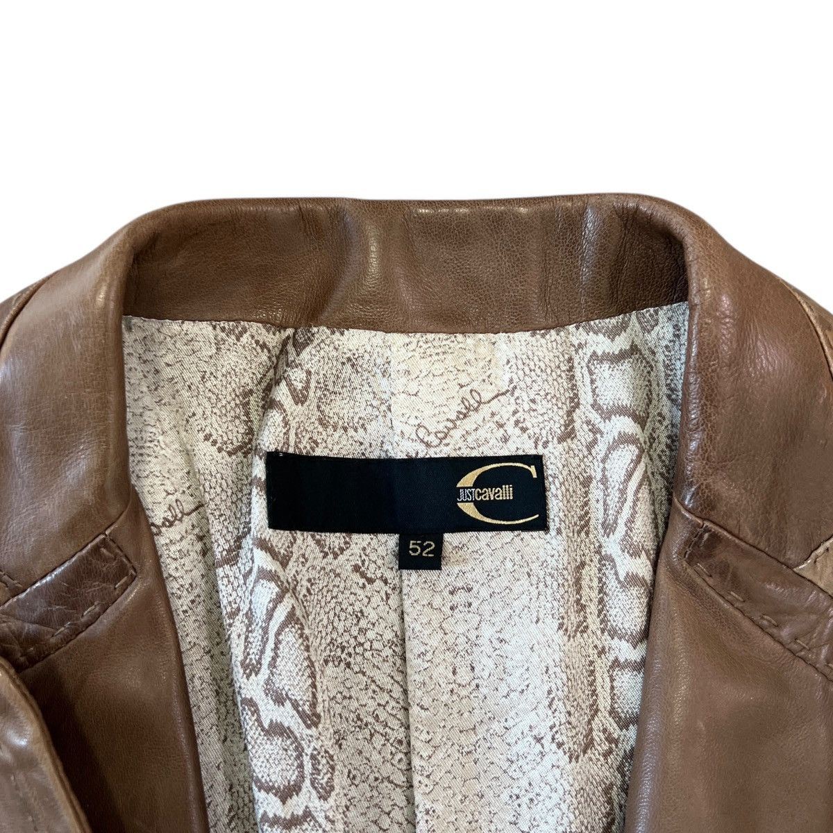 Just Cavalli Just Cavalli Asymmetric Pocket Distressed Leather Jacket Size US L / EU 52-54 / 3 - 3 Thumbnail