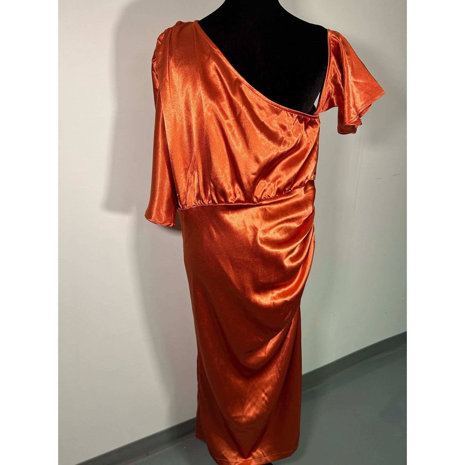 Other Pretty little things,NWT RUST SATIN DRESS S 12 Size XL / US 12-14 / IT 48-50 - 4 Thumbnail