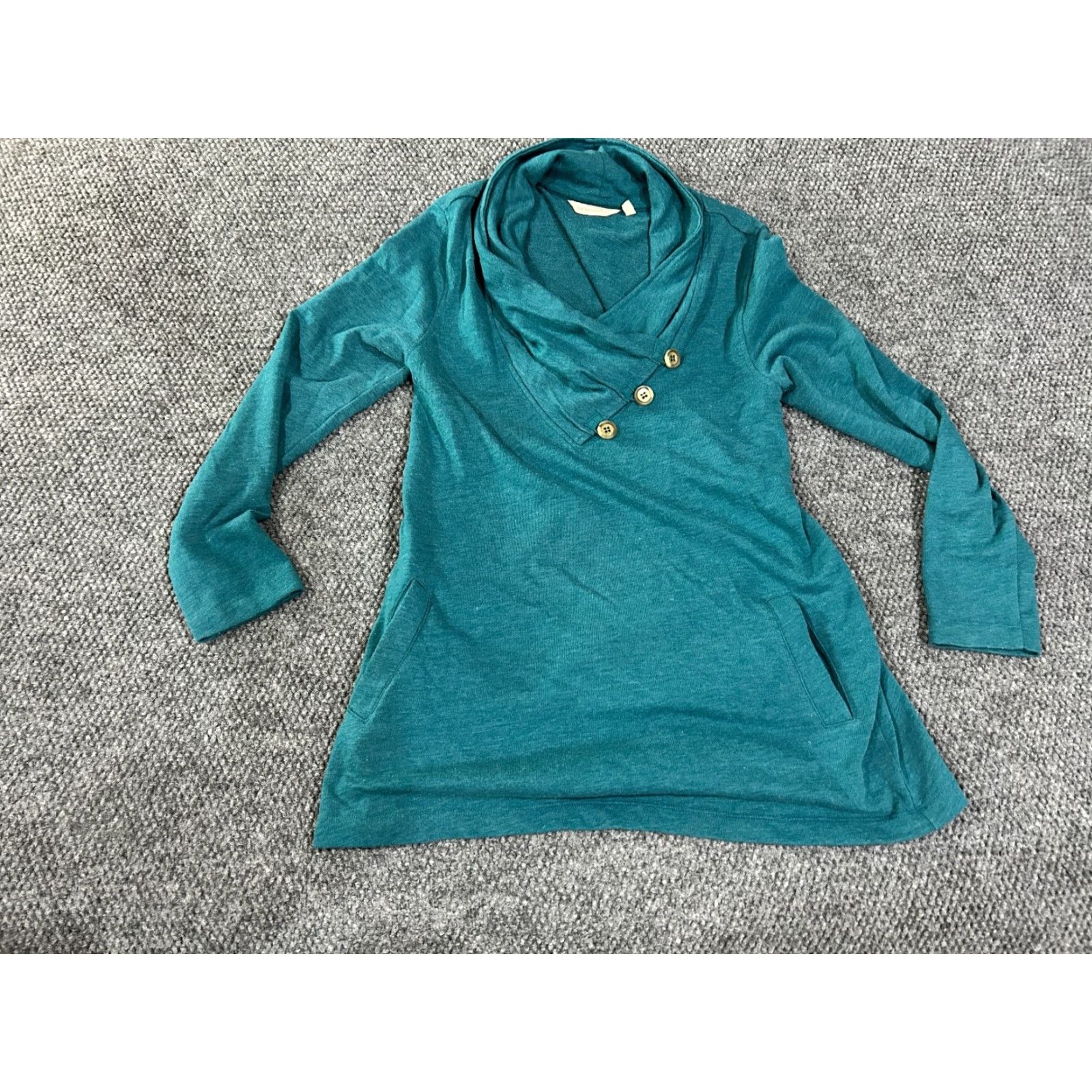 Soft Surroundings Soft Surroundings Blouse Shirt Womens Small Teal Long Sleeve Casual Knit Stretch Pullover Scoop Neck Regular Lightweight Classic Vintage: No Size S / US 4 / IT 40 - 2 Thumbnail