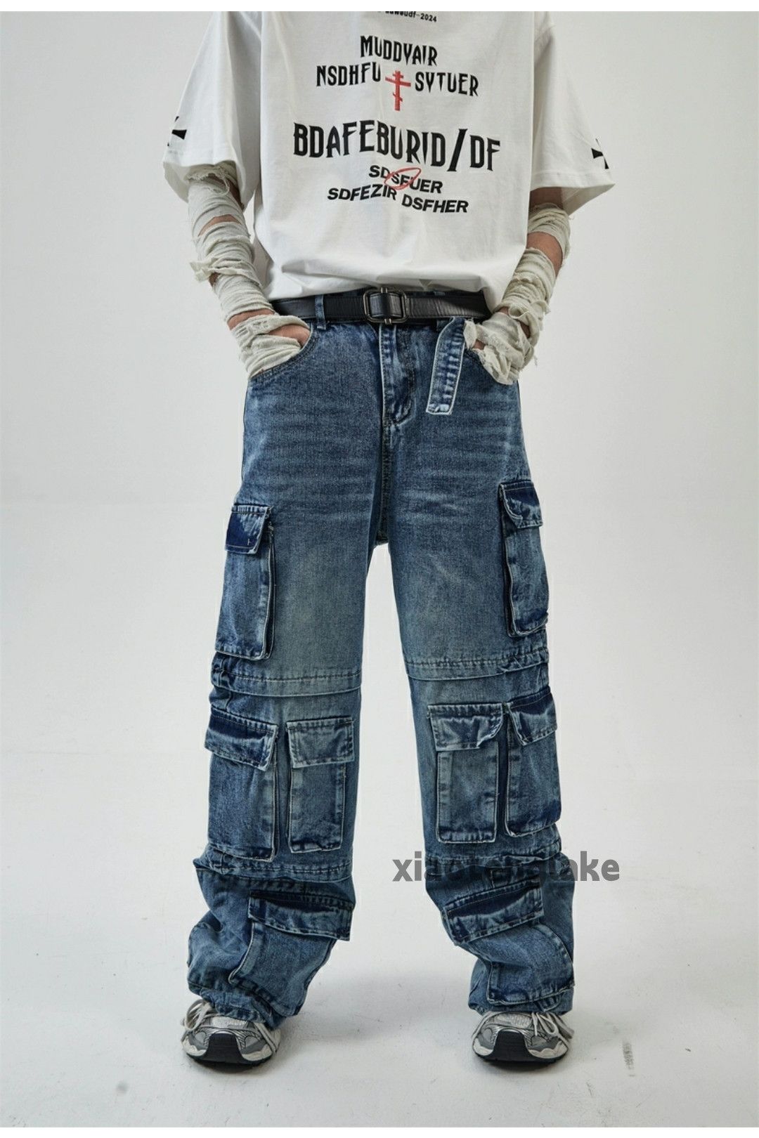 Jean × Vintage washed faded loose baggy skate hiphop cargo jeans Size US 28 / EU 44 - 7 Thumbnail