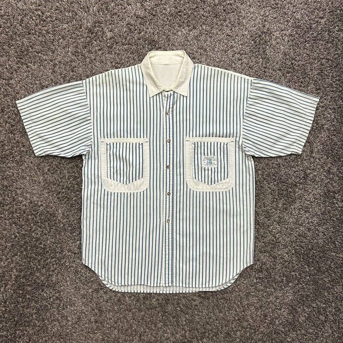 Vintage Vintage 40s Work Shirt Striped Button Up Camp Cotton M/L