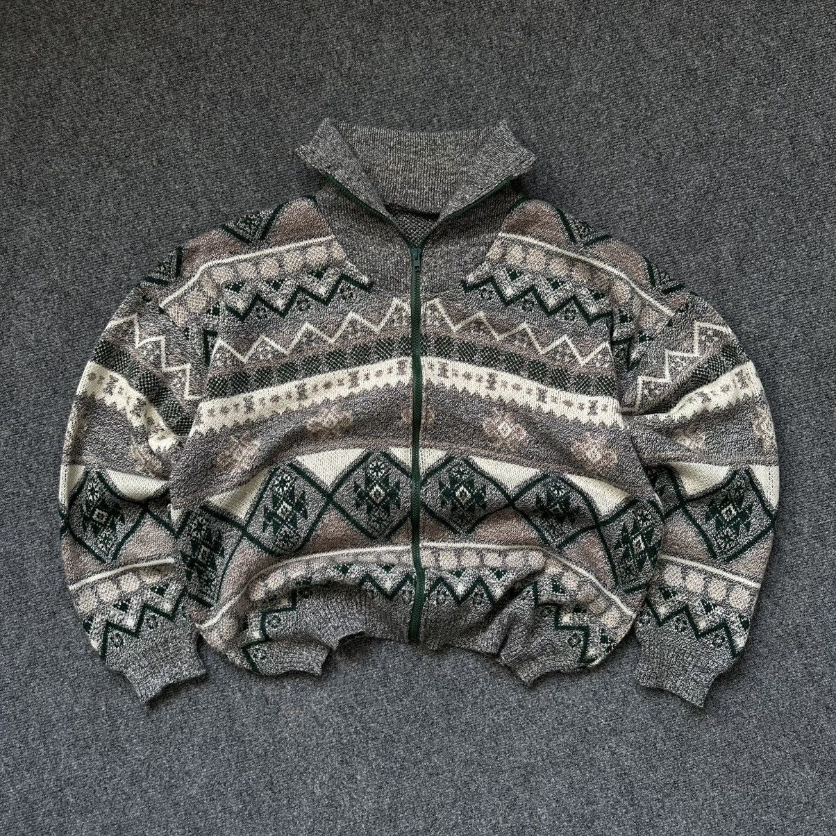 Aran Isles Knitwear VTG Western Man’s Zip Sweater Crazy Size L Abstractive Very Size US L / EU 52-54 / 3 - 2 Thumbnail