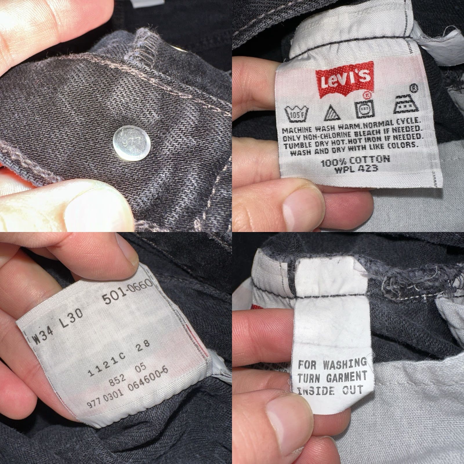 Levi's VINTAGE Levi's 501 Jeans Men 34x30 Dark Wash Straight Leg 90s Y2K Mid Rise Cotton Denim Size US 34 / EU 50 - 8 Thumbnail
