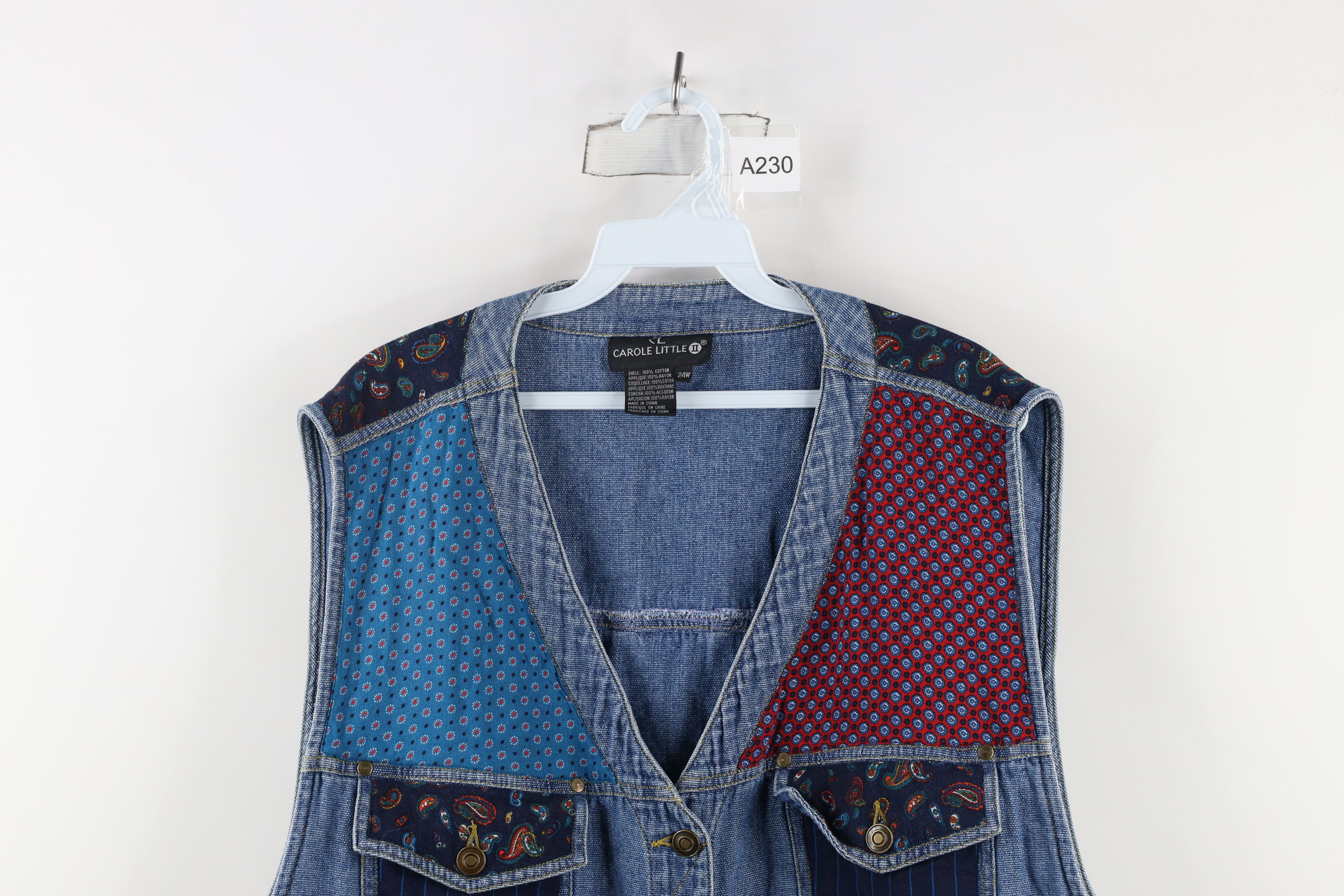 Vintage Vintage 90s Streetwear Patchwork Denim Button Vest Jacket Size 4XL / US 24-26 - 2 Thumbnail