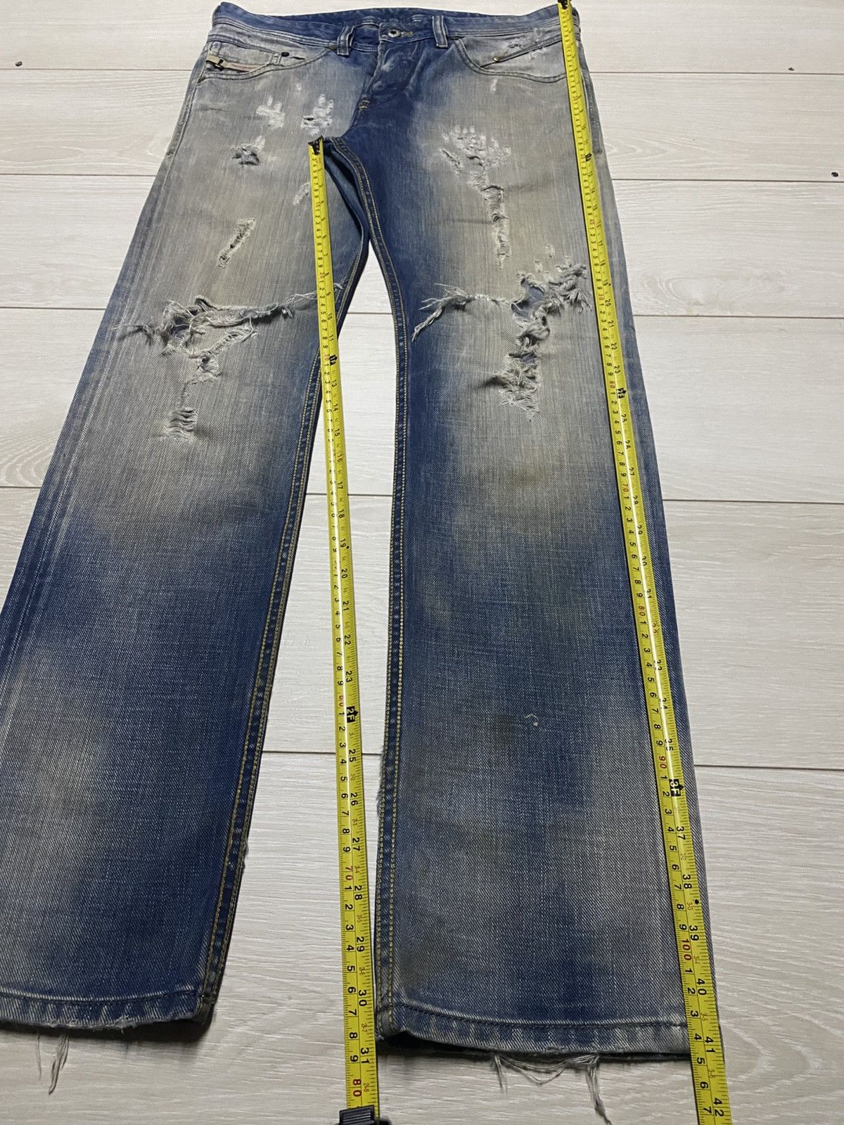 Diesel Black Gold Vintage Diesel Blue Eyecons Y2K Mud Wash Ripped Skinny Jeans Size US 32 / EU 48 - 14 Thumbnail