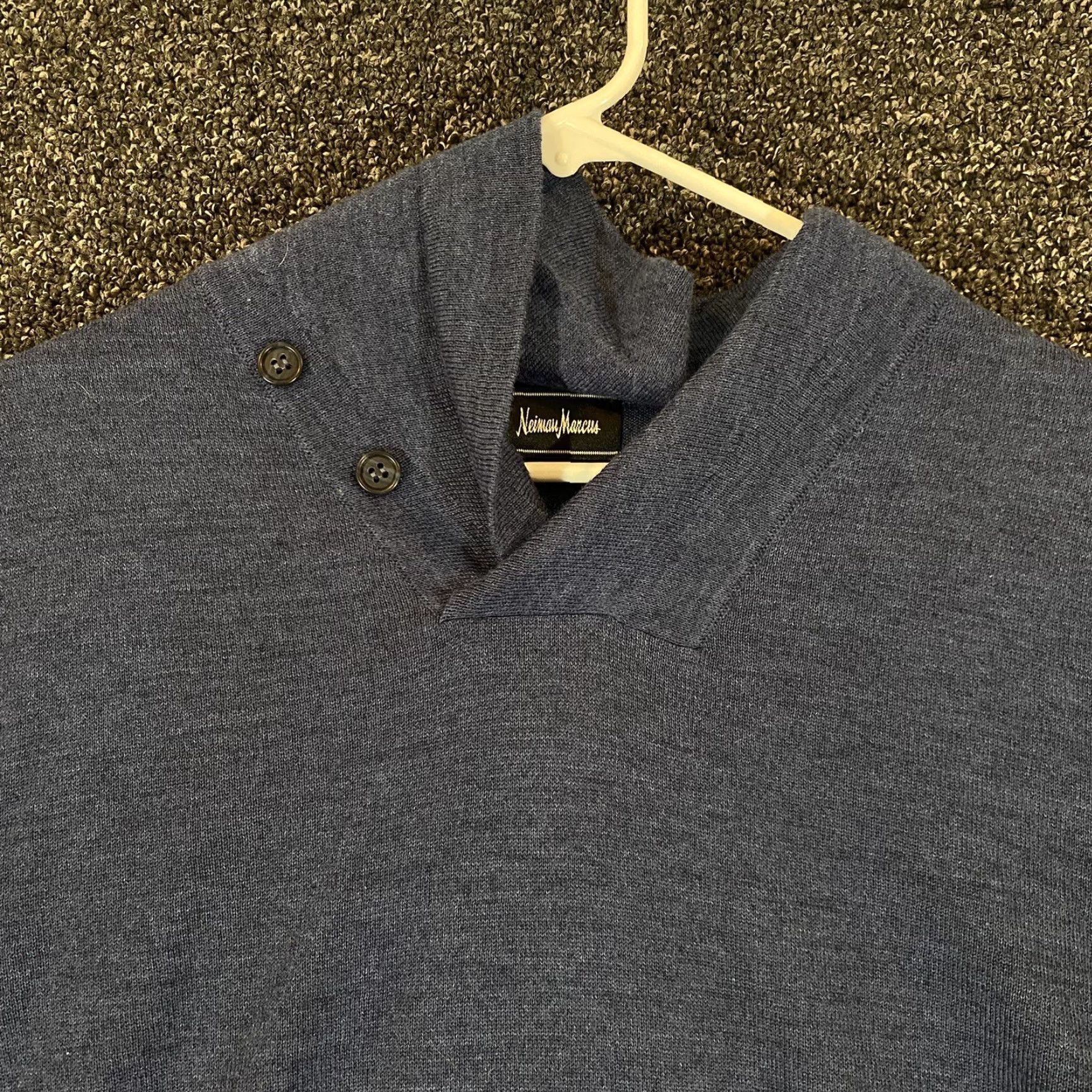 Neiman Marcus NEIMAN MARCUS Sweater Mens Large Blue Merino Wool Acrylic Blend Shawl Collar Size US L / EU 52-54 / 3 - 2 Thumbnail