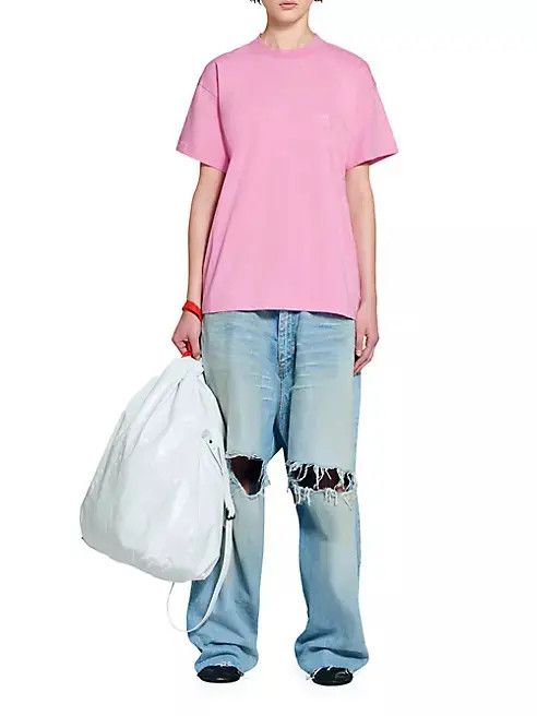Balenciaga o1bcso1str1224 Turn Medium Fit T-Shirt in Pink Size XXS / US 00 / IT 34 - 3 Thumbnail