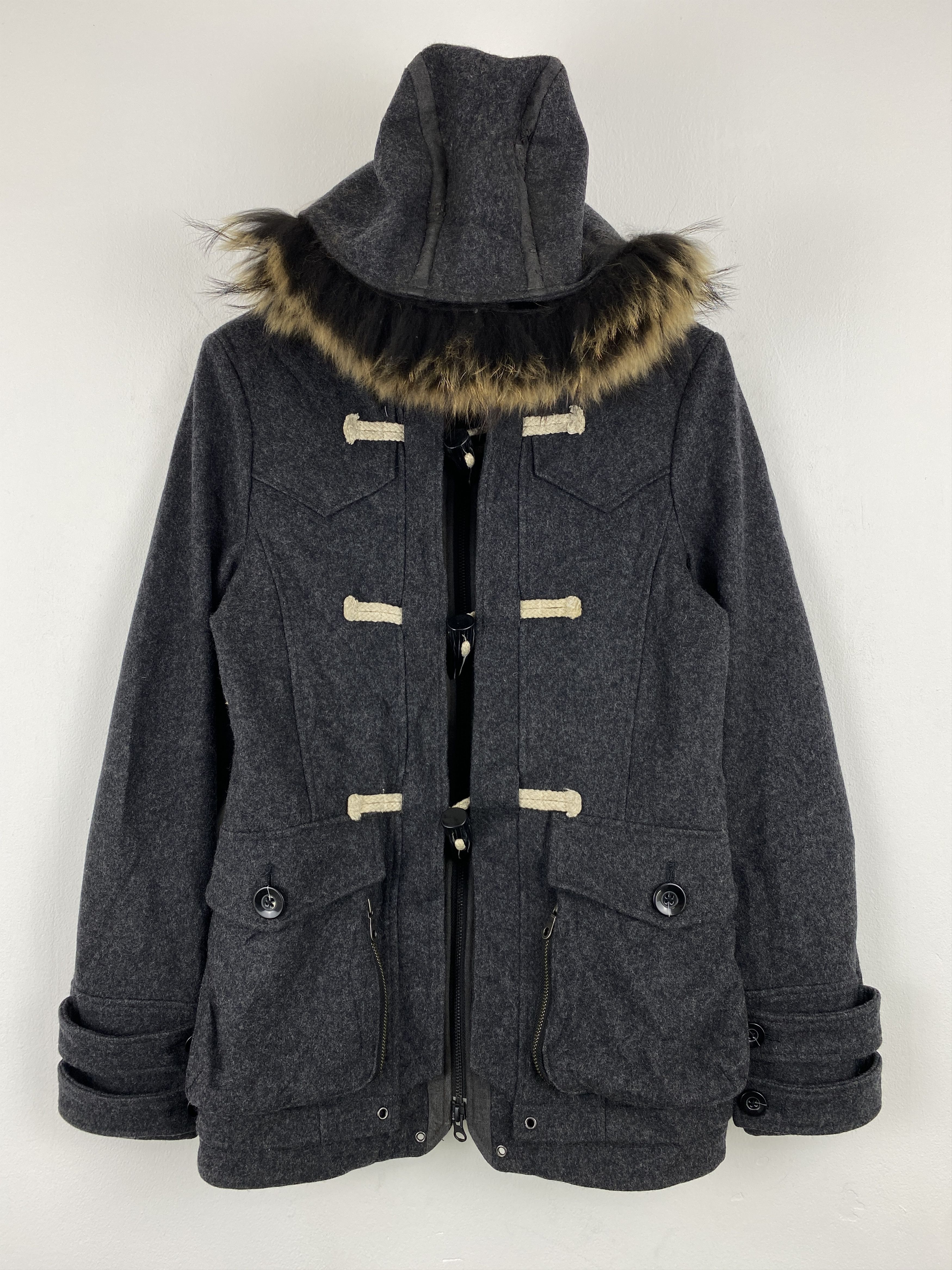 PPFM PPFM Hoodie Wool Duufle Faux Fur + Miharayasuhiro JZ0007 Size US S / EU 44-46 / 1 - 1 Thumbnail