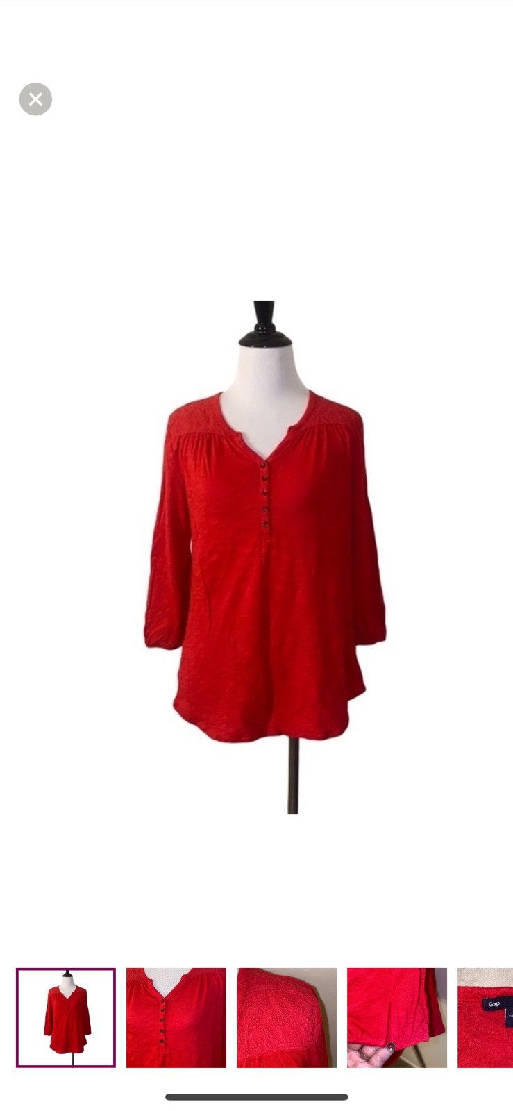 Gap Gap small Henley red knit blouse Size S / US 4 / IT 40 - 1 Thumbnail