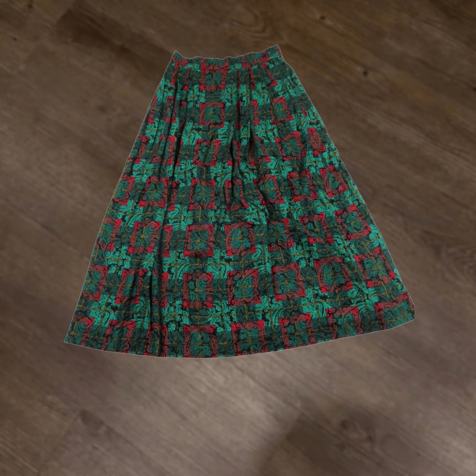 Pendleton VINTAGE Pendleton Skirt Womens 8 Midi A-line Boho Paisley Pleated Floral Green 27” Waist 80s 90s Mens Girls Size 30" / US 8 / IT 44 - 1 Thumbnail