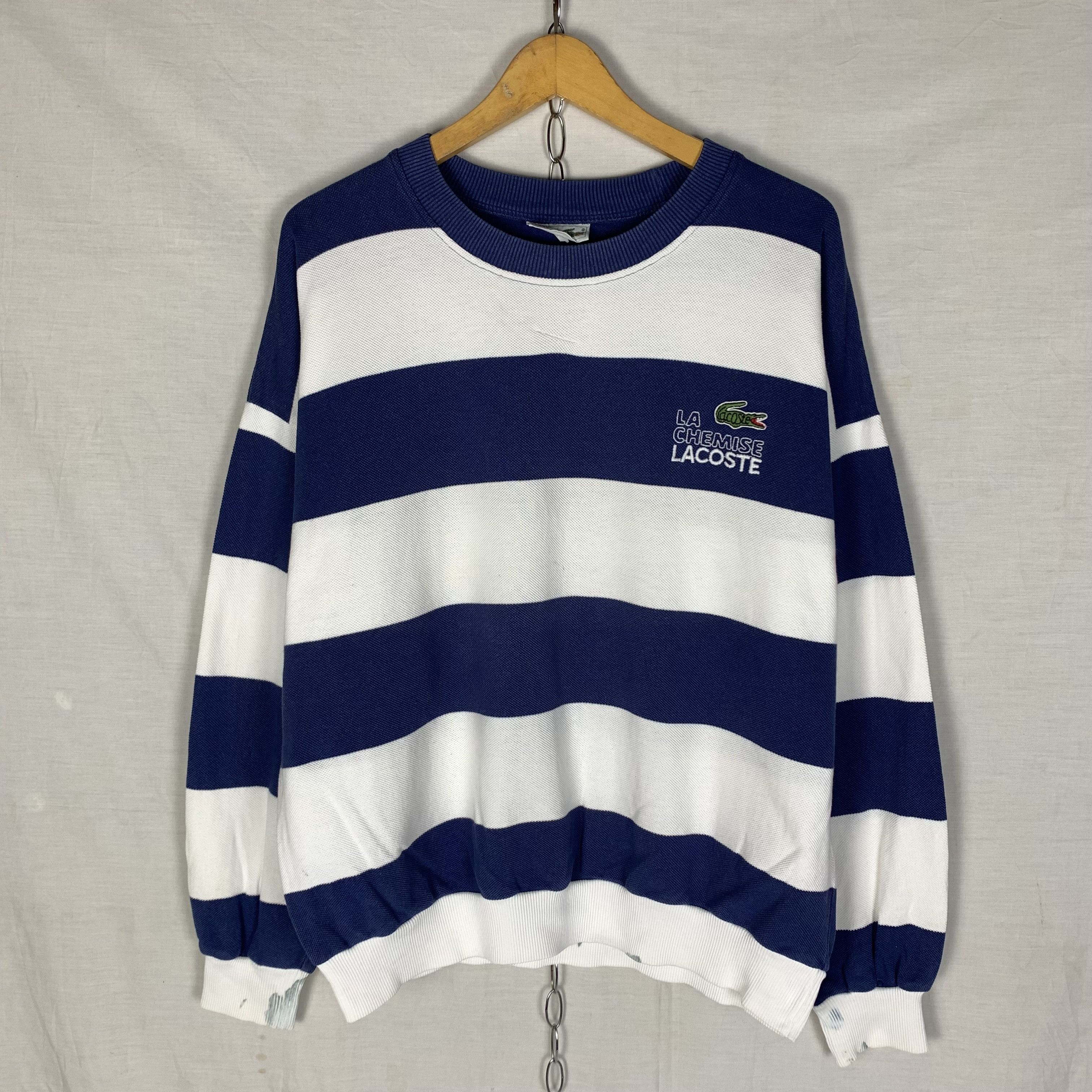 Lacoste Vintage La Chemise Lacoste Striped Sweatshirt Crewneck Size US L / EU 52-54 / 3 - 1 Thumbnail