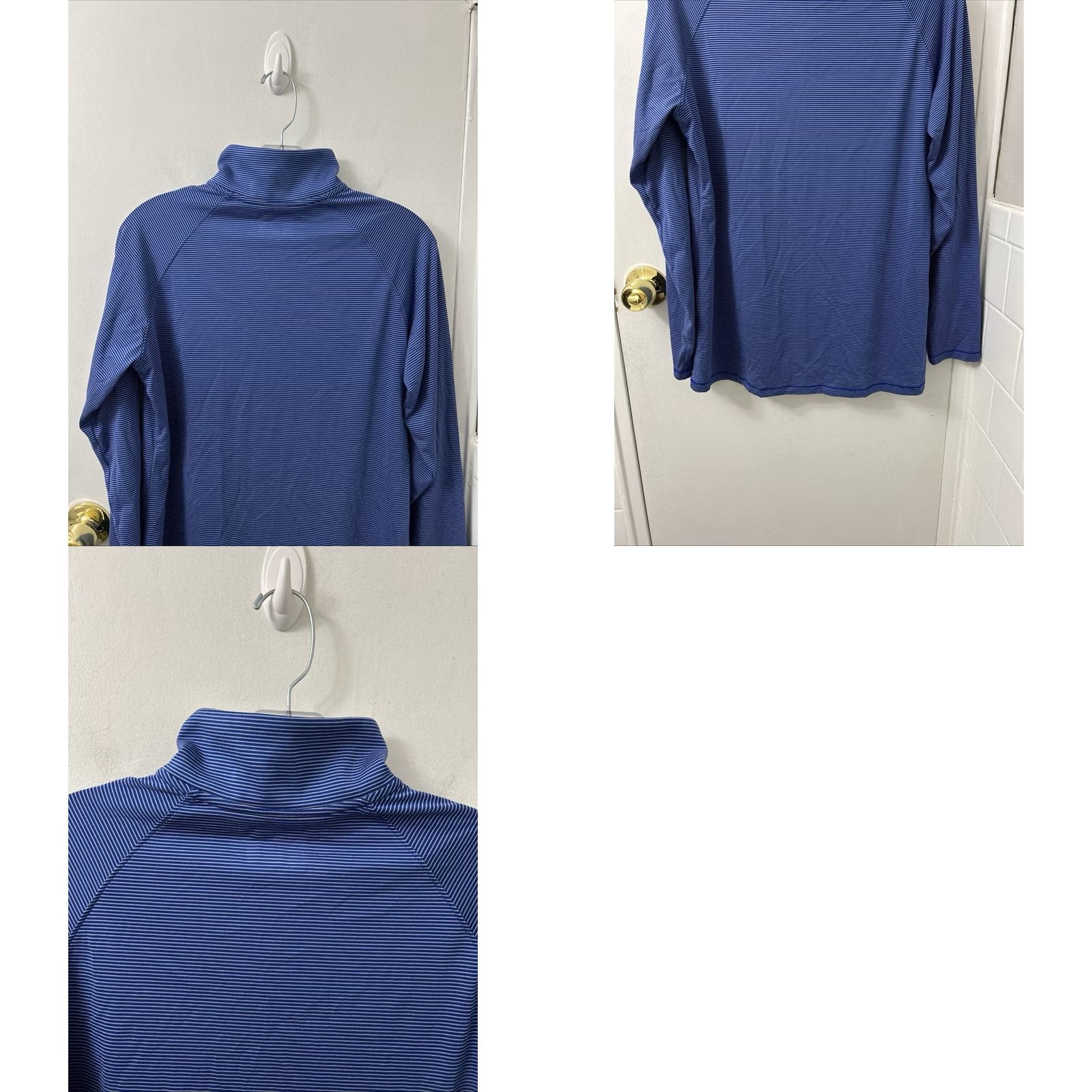 Under Armour Under Armour HeatGear 1/4 Zip Mens Medium Blue Striped Pullover Loose Fit L/S Size US M / EU 48-50 / 2 - 8 Thumbnail