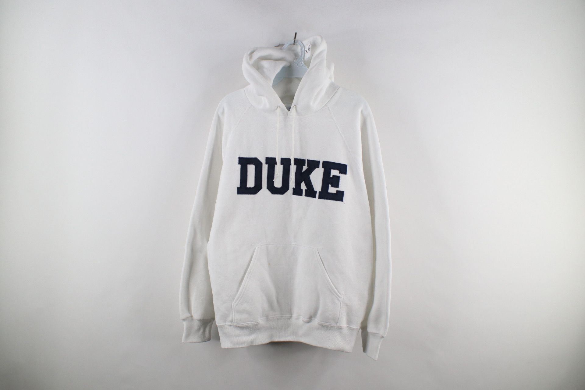 image of Vintage 90's Spell Out Duke University Hoodie Sweatshirt Usa in White, Men's (Size XL)