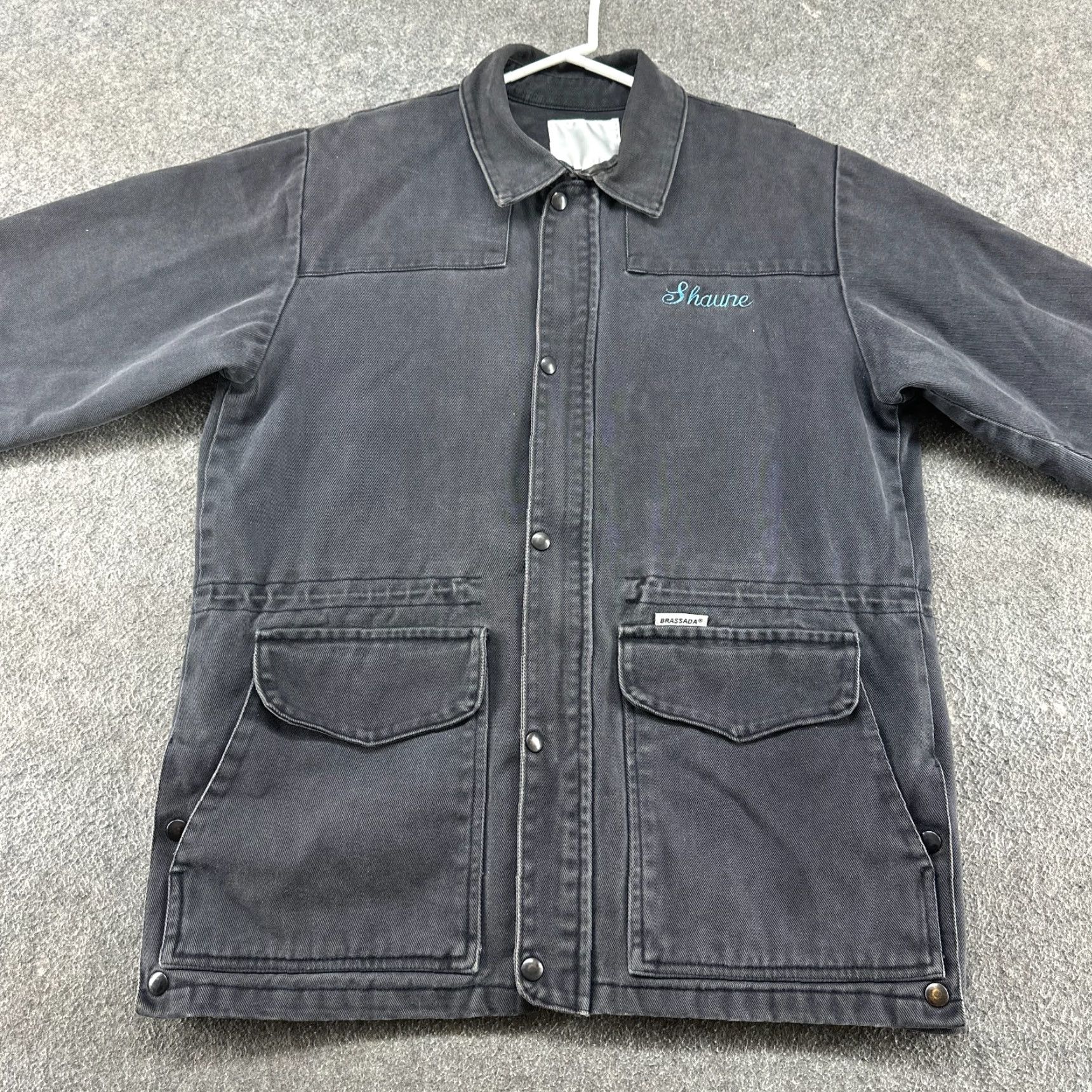 Vintage VINTAGE Brassada Jacket Mens M Black Full Zip Snap Chore Canvas Cotton Equestrian Outdoor Workwear Casual Barn Coat Size US M / EU 48-50 / 2 - 4 Thumbnail