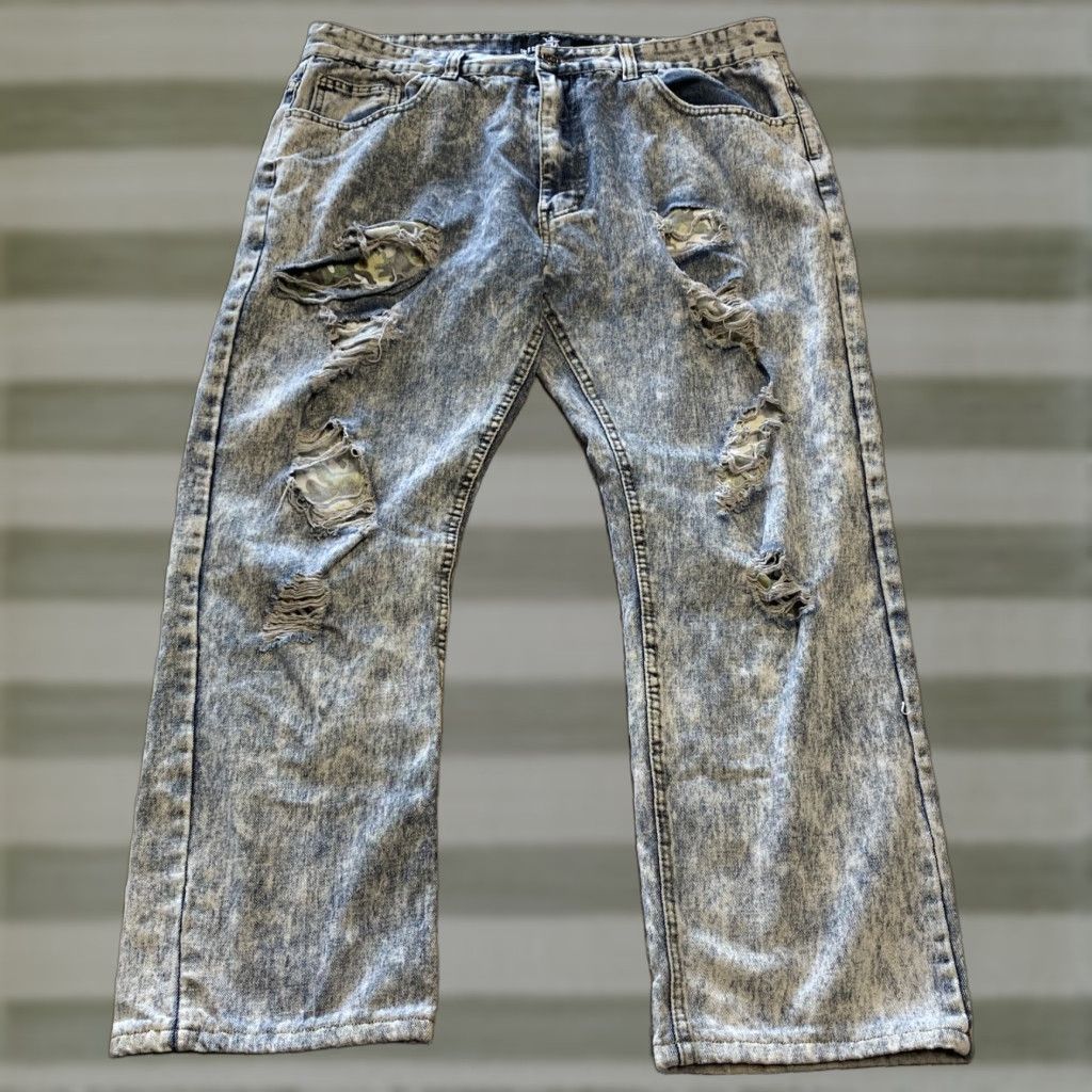 Vintage Red Ape Mens Blue Jeans 40 X 32 Acid Wash Distressed Straight Denim Jeans Size US 40 / EU 56 - 1 Thumbnail