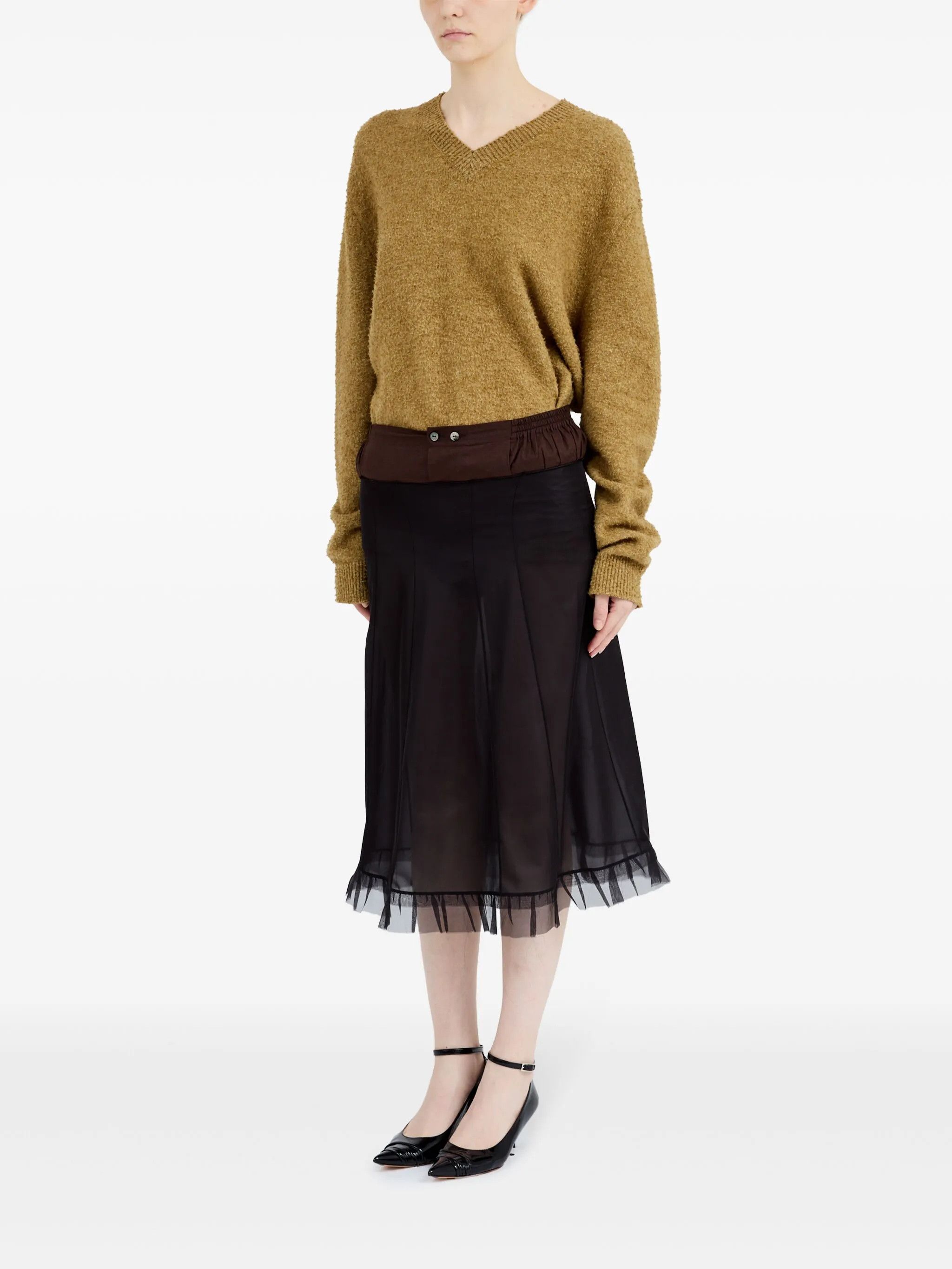 Maison Margiela o1w1db10526 Tulle Midi Skirt in Black Size 28" / US 6 / IT 42 - 7 Thumbnail