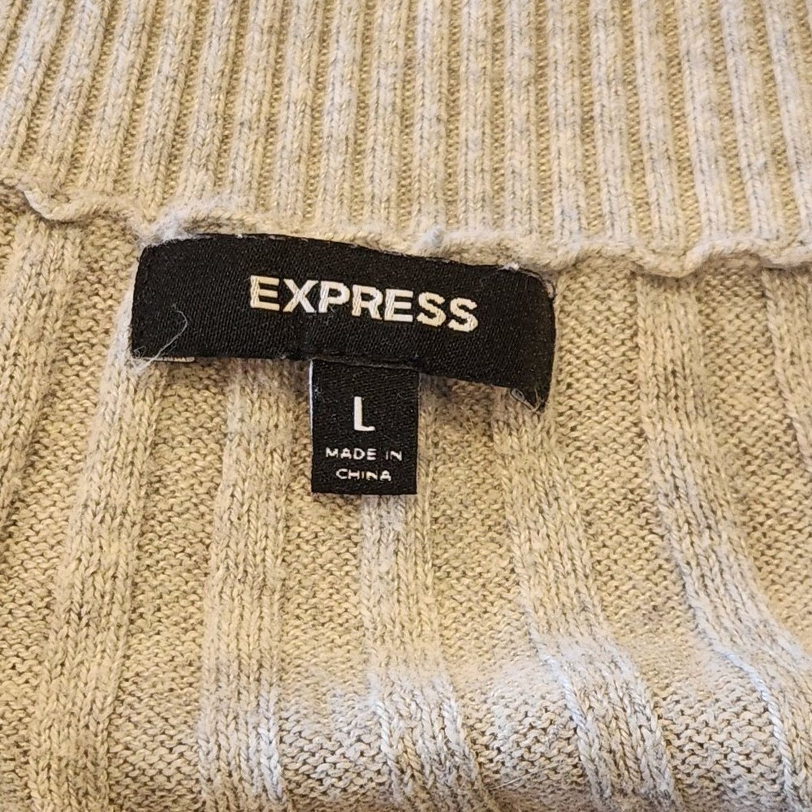 Express Deep V-Neck, Rib Knit, Light Grey Sweater from Express Size L / US 10 / IT 46 - 3 Thumbnail