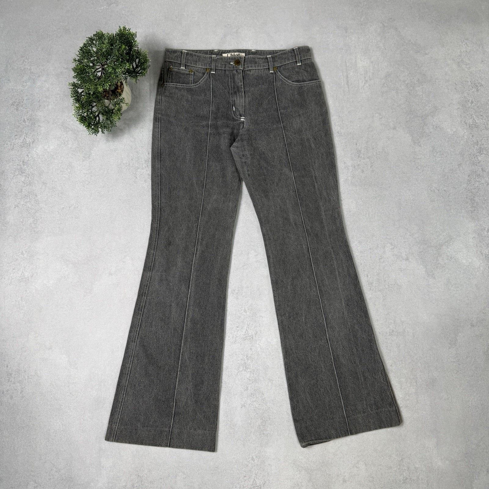 Chloe Vintage Chloe Women Flared Grey Jeans Size 40 Size 28" / US 6 / IT 42 - 1 Thumbnail