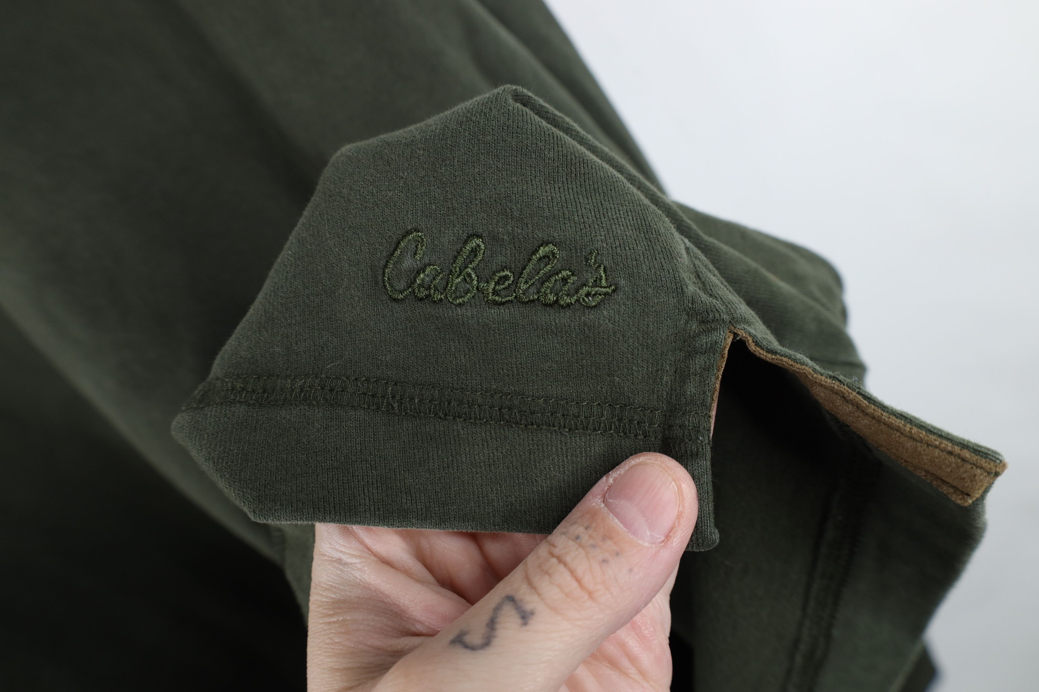Cabelas Vintage Cabelas Blank Heavy Long Sleeve Henley T-Shirt Green Size US XXL / EU 58 / 5 - 4 Thumbnail