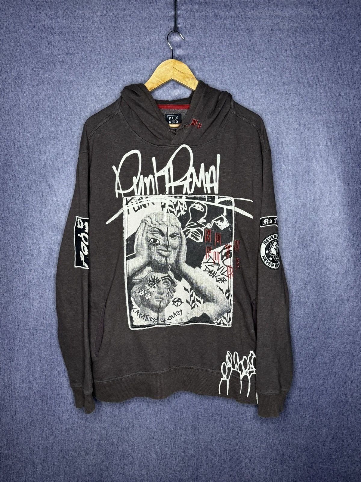 Other Punk Royal Graffiti Print Hoodie Distressed Y2K Avant Garde Size US L / EU 52-54 / 3 - 1 Thumbnail