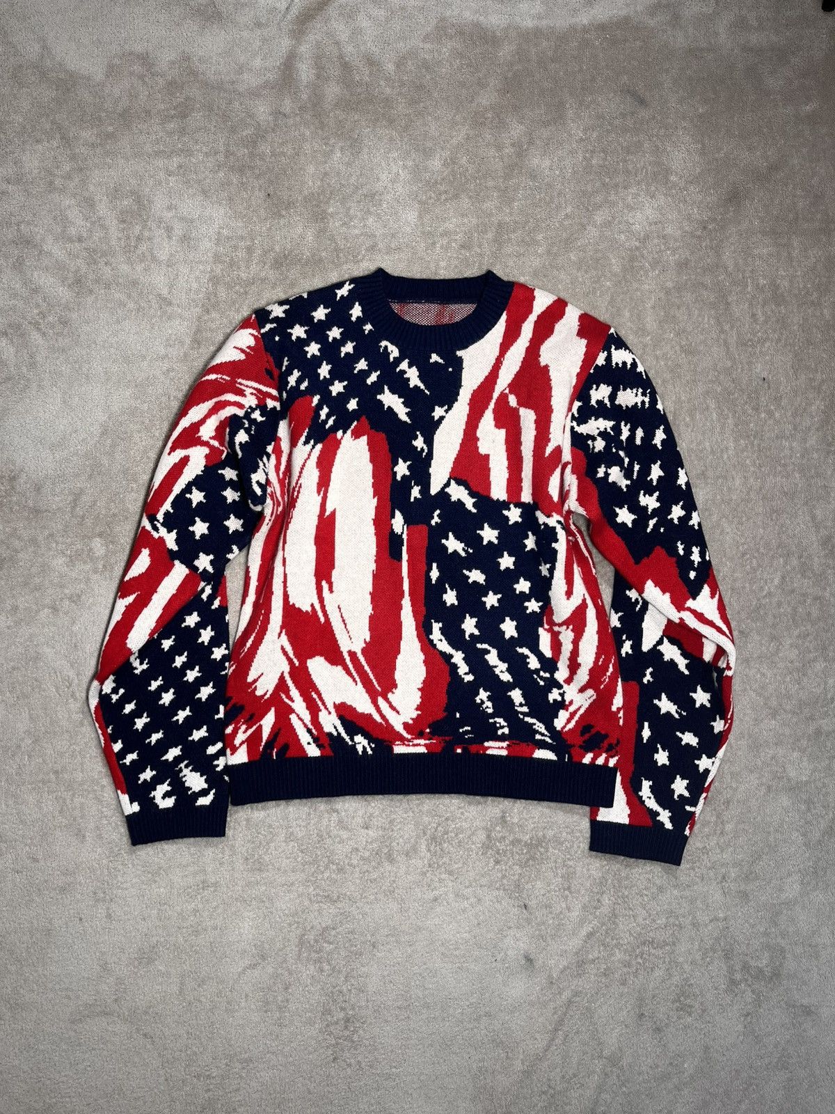 Japanese Brand Masu Marble USA Flag Knit Sweater Size US M / EU 48-50 / 2 - 2 Thumbnail