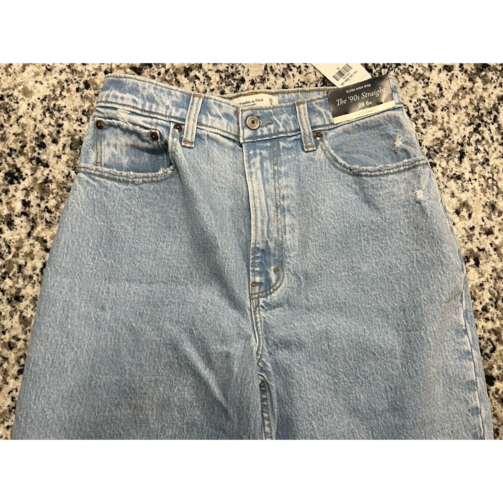 Abercrombie & Fitch VINTAGE Abercrombie & Fitch Ultra High Rise 90s Straight Jeans Women 26 True Waist 26 x 30 Blue Distressed 5-Pocket Mens Womens? Size 26" / US 2 / IT 38 - 2 Thumbnail