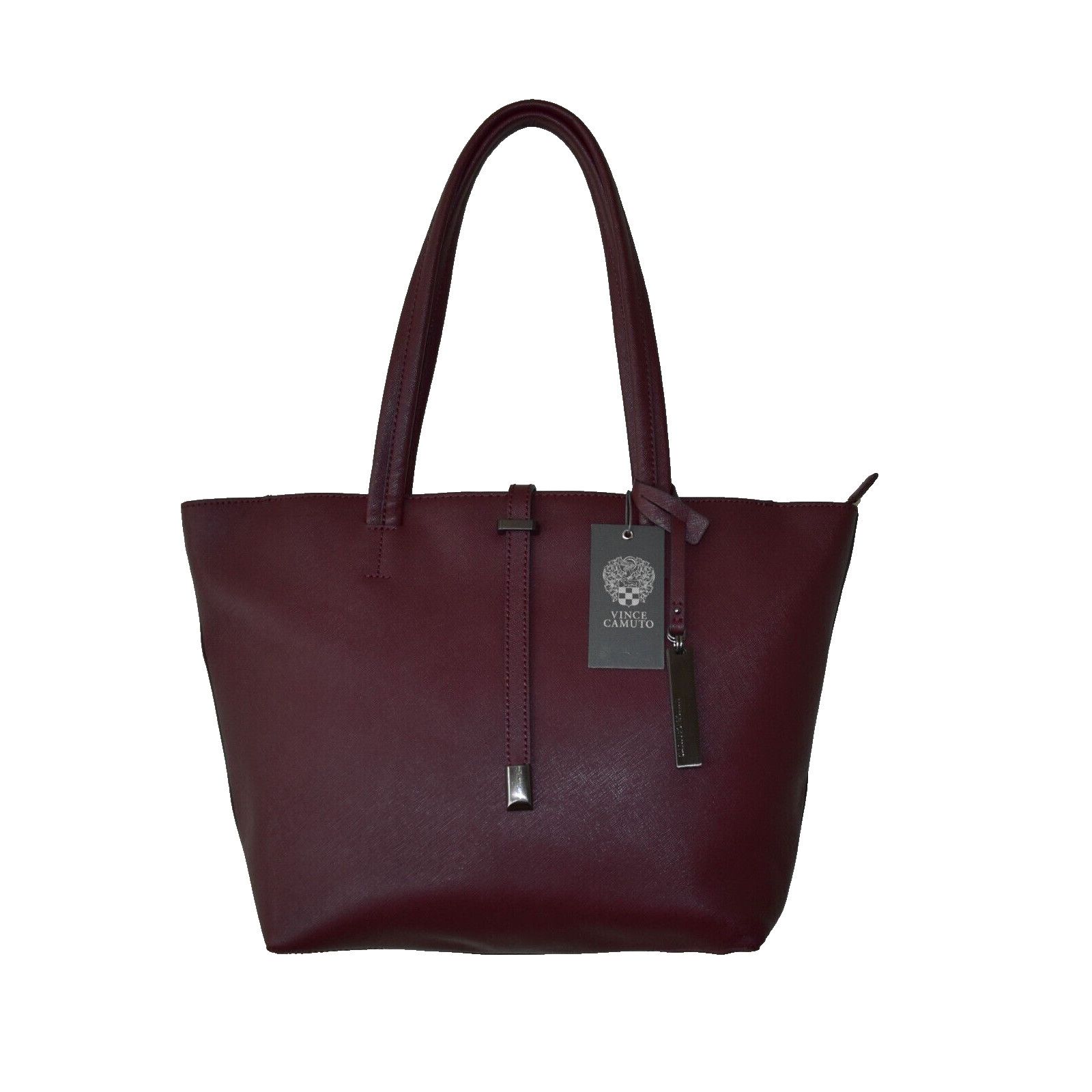 NWT VINCE CAMUTO Leila Merlot Saffiano Leather Smll Tote Bag