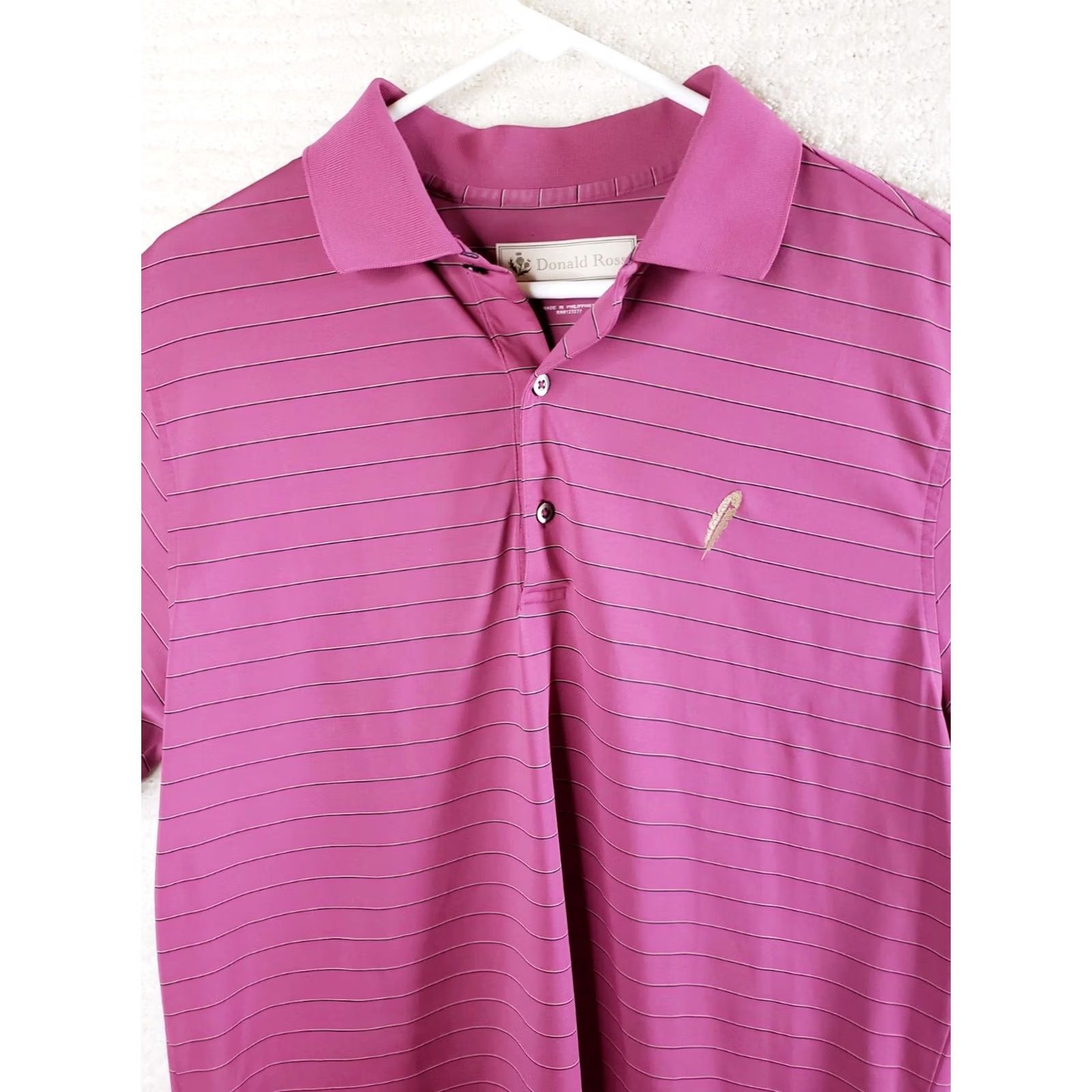 Vintage Donald Ross Shirt Mens M Purple Men striped Polo Golf size short sleeve Size US M / EU 48-50 / 2 - 3 Thumbnail