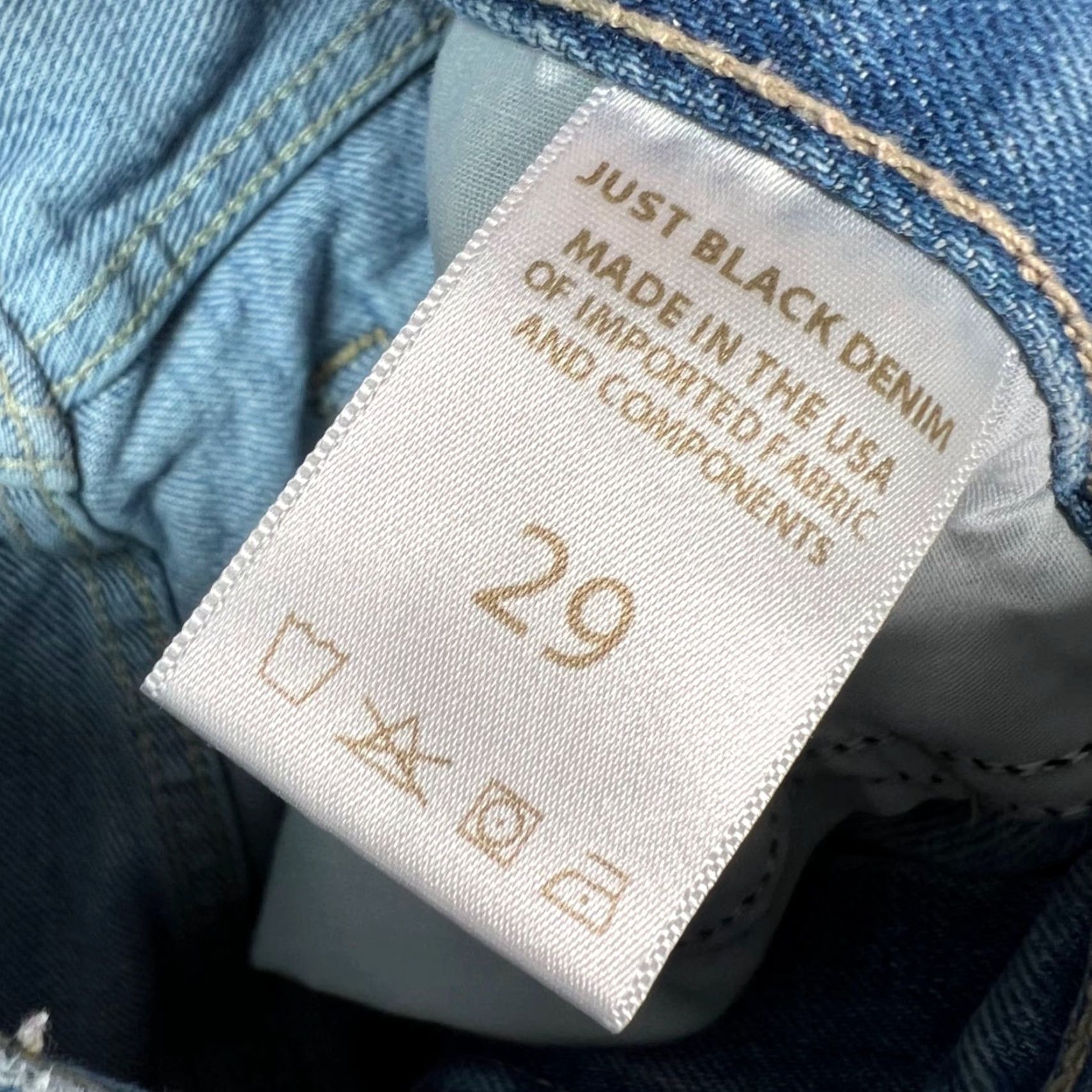 Denime Just Black Denim Jeans Womens Size 29 High-Waisted Distressed Light Wash Blue Silk? Size 29" - 4 Thumbnail