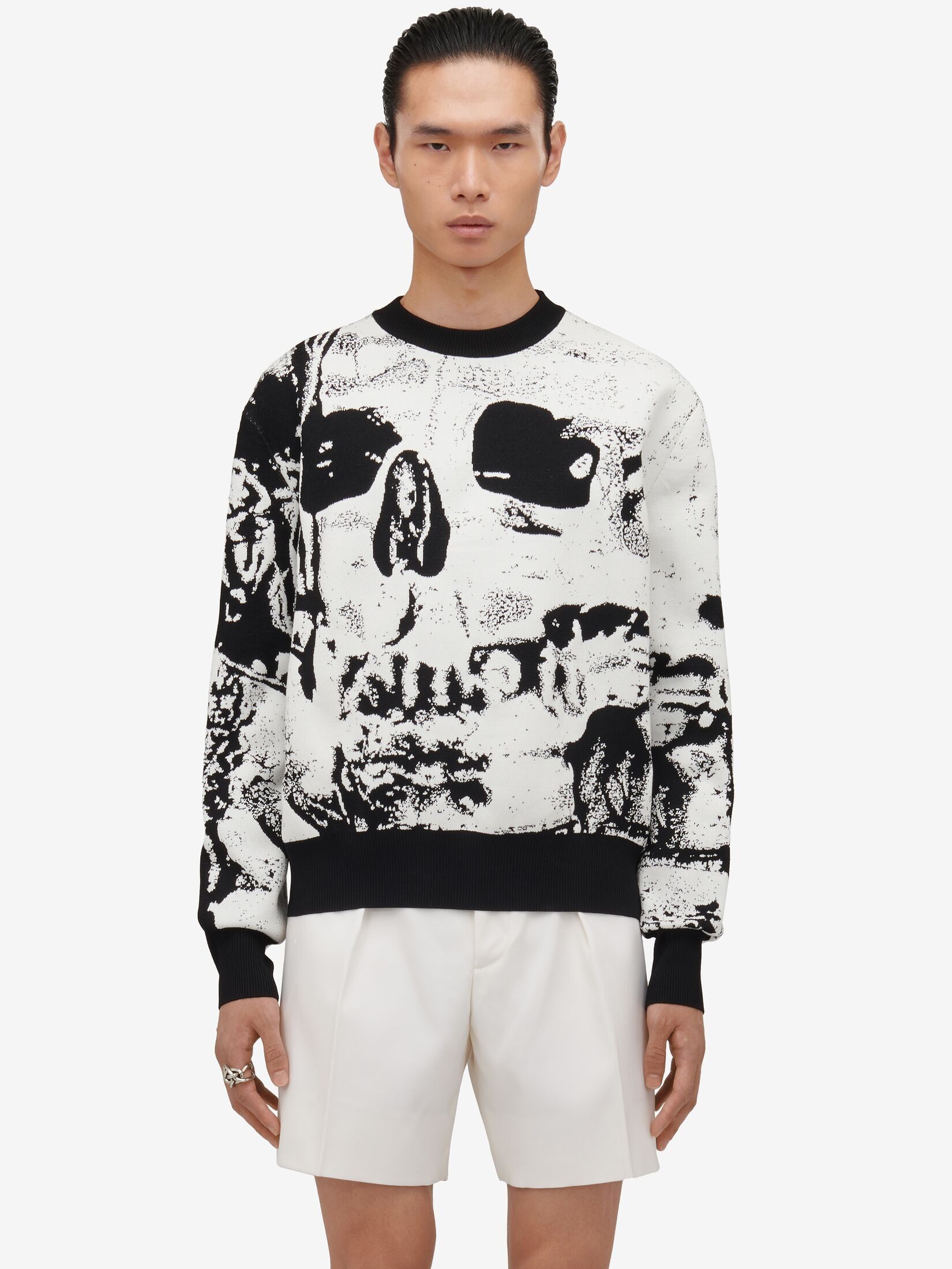 Alexander McQueen o1w1db10725 Fold Skull Jacquard Jumper in Ivory/Black Size US M / EU 48-50 / 2 - 5 Thumbnail