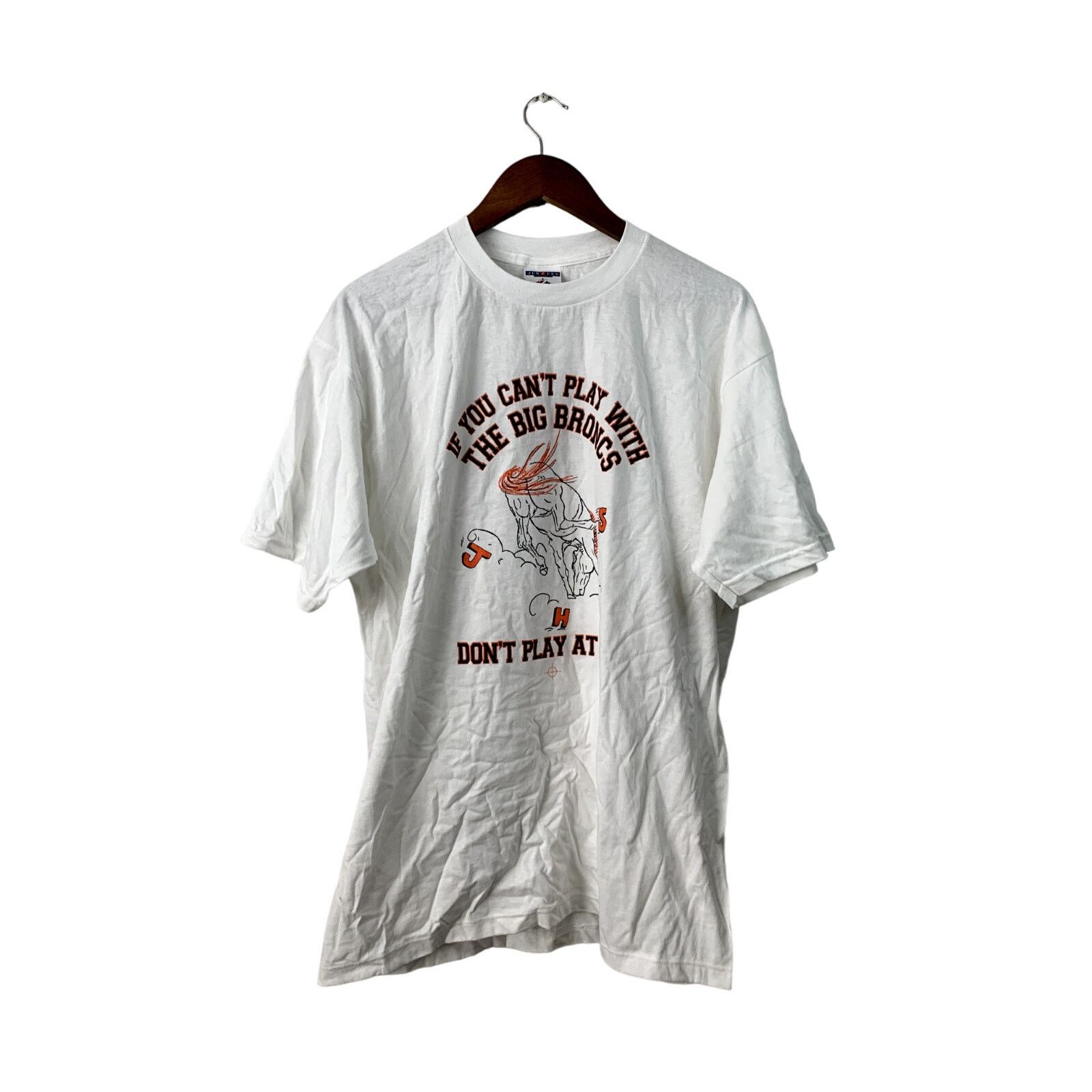 Jerzees Vintage Broncos Shirt Graphic Test Print School Test Print X Size US L / EU 52-54 / 3 - 1 Thumbnail