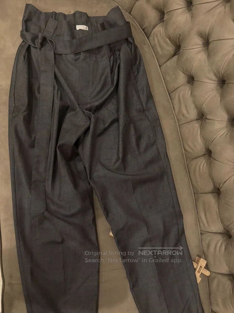 Brunello Cucinelli Brunello Cucinelli Gray High-Waist Trousers. Size US 30 / EU 46 - 1 Thumbnail