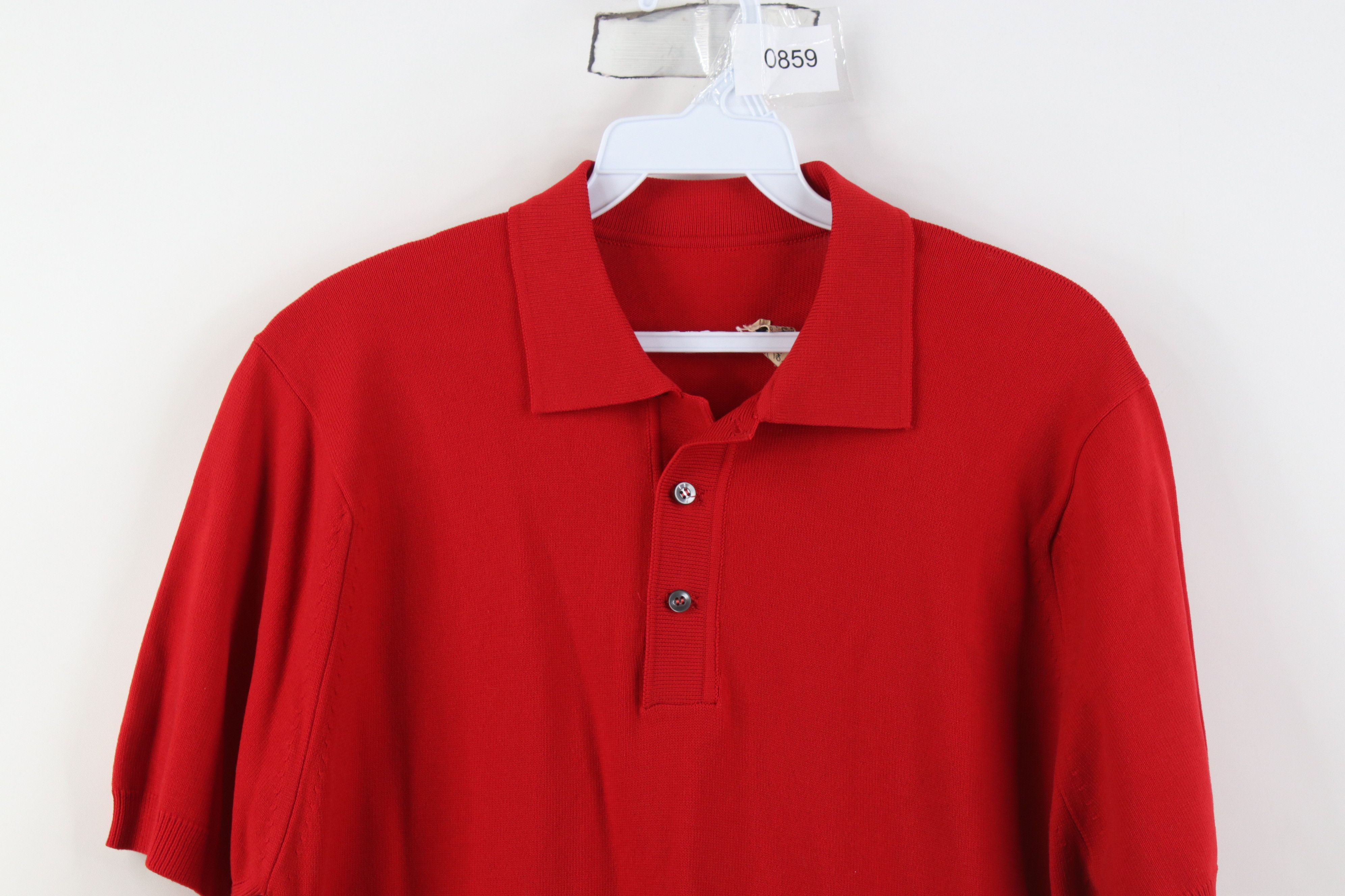 Vintage Vintage 50s Knit Short Sleeve Collared Polo Shirt Red USA Size US M / EU 48-50 / 2 - 2 Thumbnail