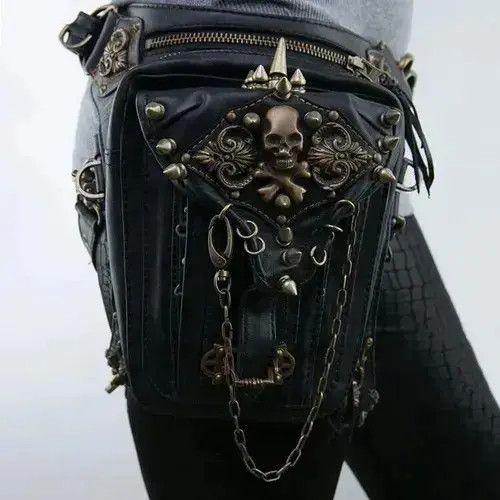 Jewelry Crossbody Shoulder / Drop Leg Leather Punk Rock Bag Size ONE SIZE - 1 Preview