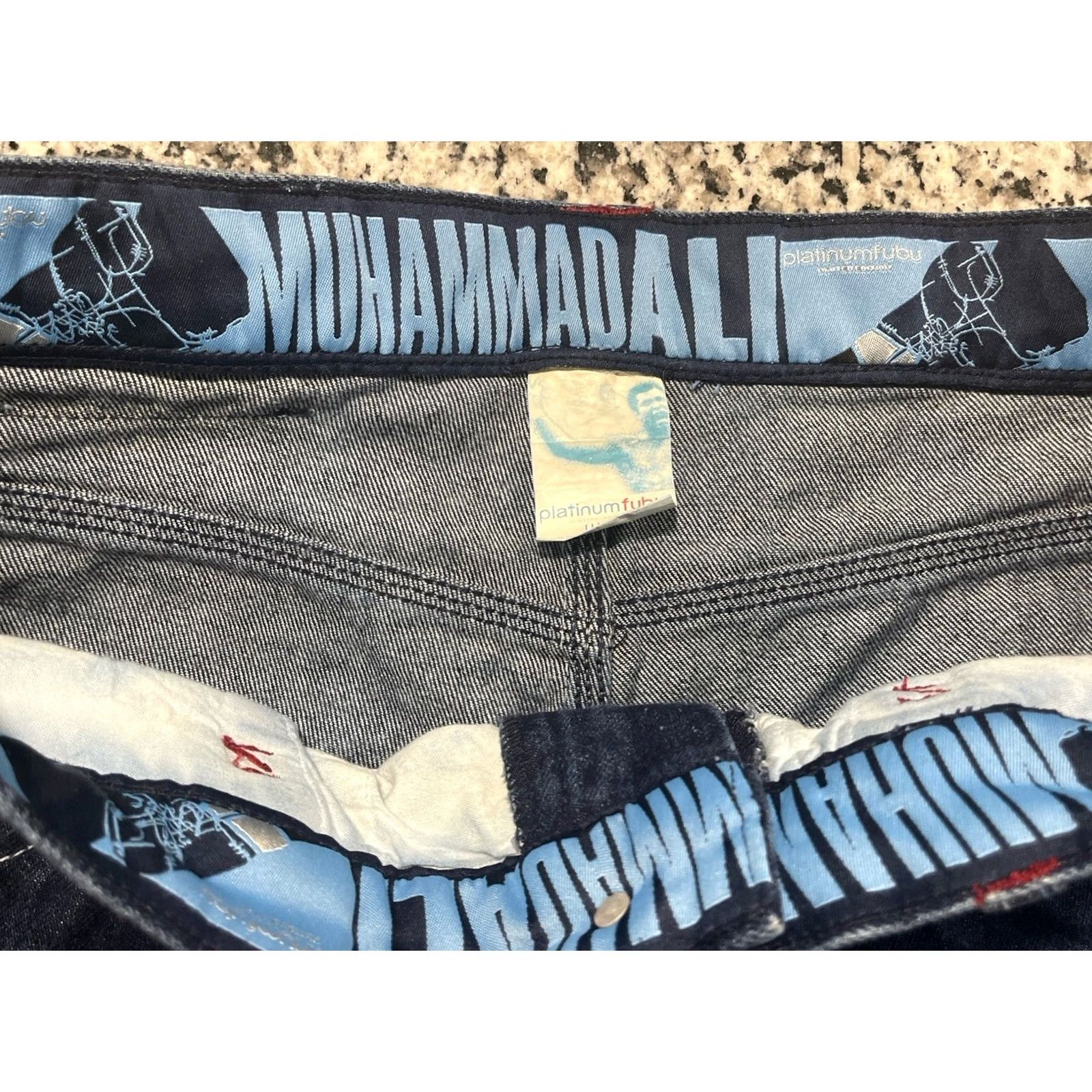Fubu FUBU Platinum Muhammad Ali Denim Shorts 34x13 Blue Black Mens Size US 34 / EU 50 - 5 Thumbnail