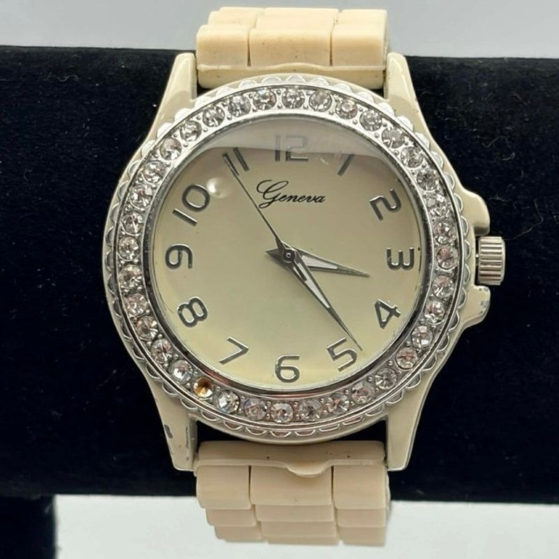 Geneva Cream & Silver Geneva Men’s Watch Size ONE SIZE - 1 Thumbnail