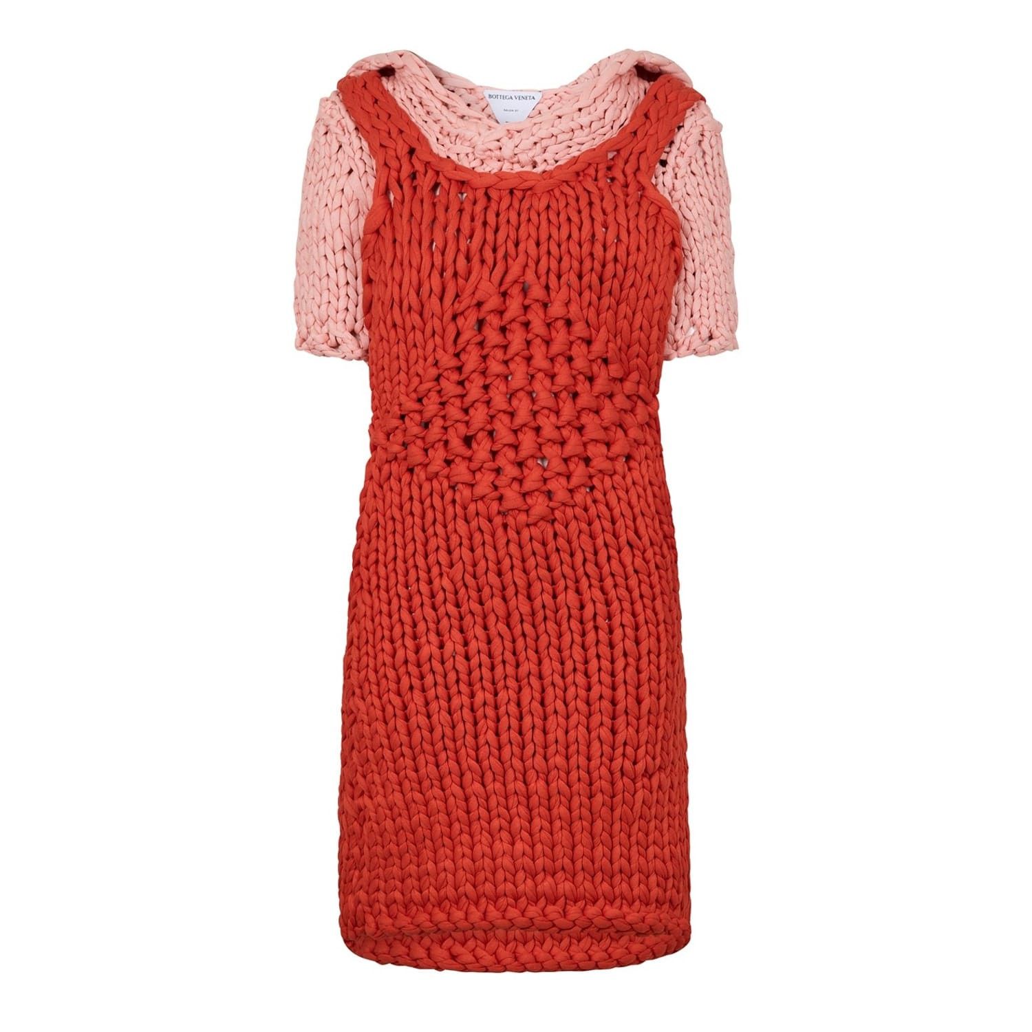 Bottega Veneta Bottega Veneta Scoop Neck Knee Length Sweater Dress in Red Size S / US 4 / IT 40 - 1 Thumbnail