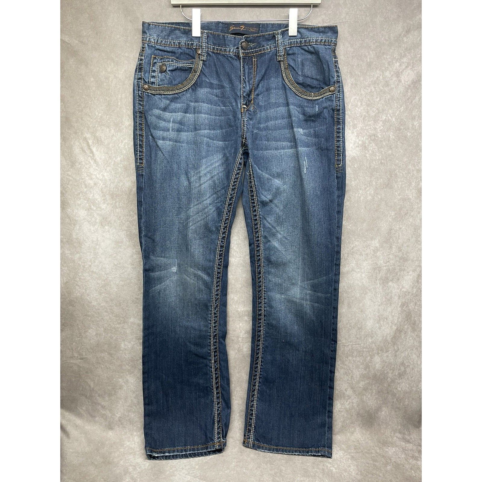 Other Seven 7 Jeans Mens Size 36x34 Premium Blue Denim Flap Pocket Size US 36 / EU 52 - 1 Thumbnail