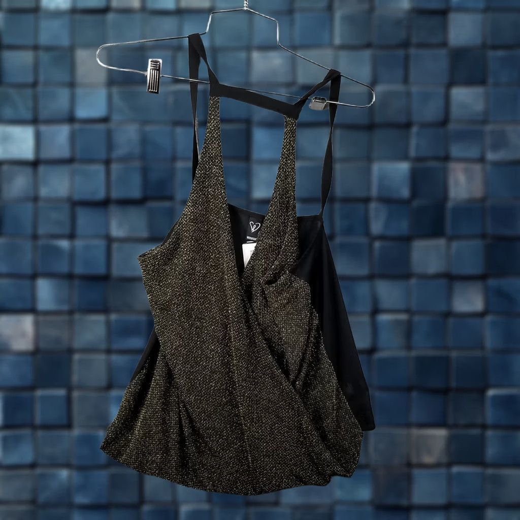 Vintage Windsor Tank Top NWT Medium Black Sheer Back Gold Size M / US 6-8 / IT 42-44 - 1 Thumbnail