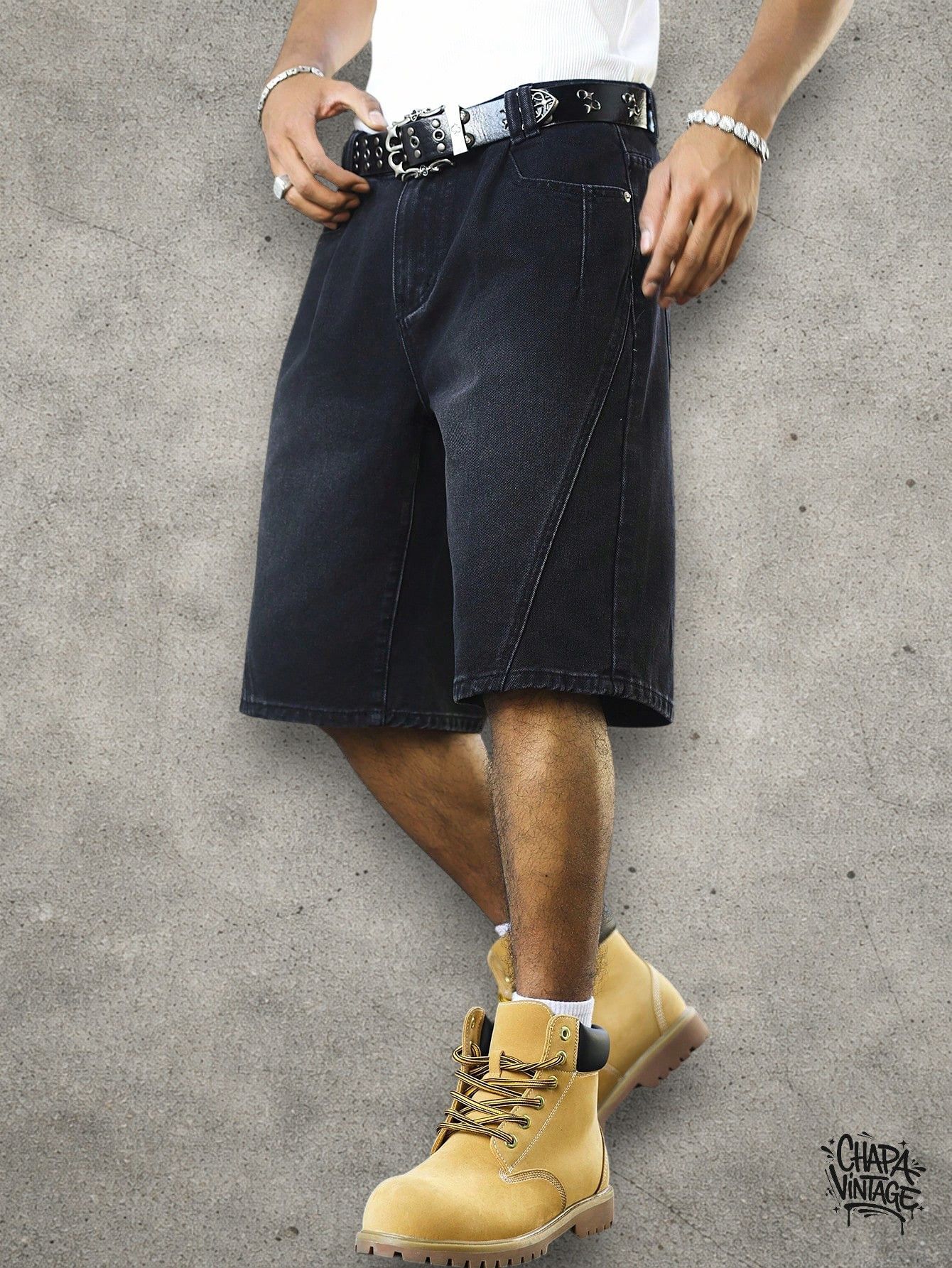 Vintage Dark gray denim shorts Size US 32 / EU 48 - 2 Thumbnail